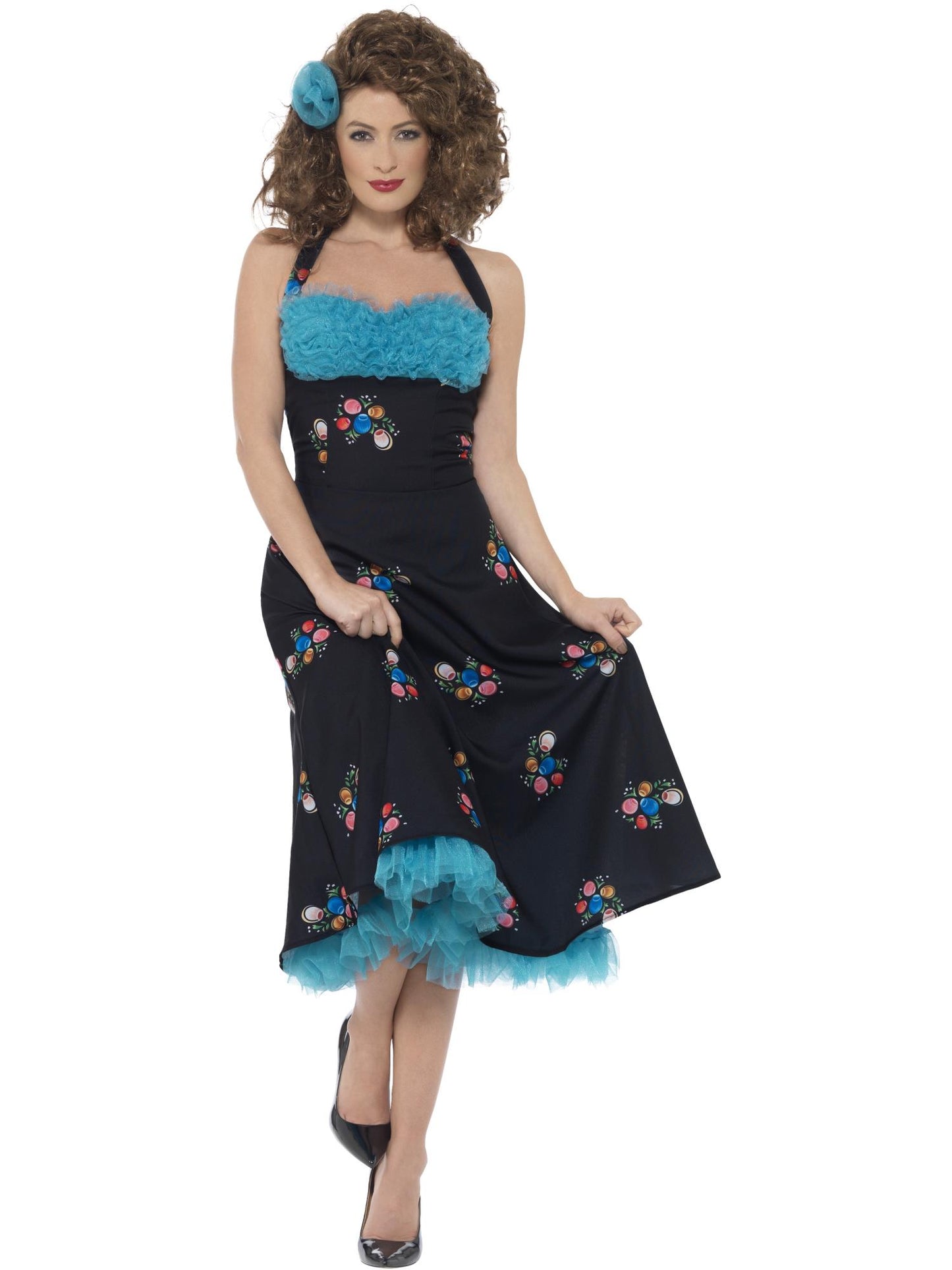 Costume Grease Cha Cha DiGregorio, Noir, avec robe à col haut et barrette