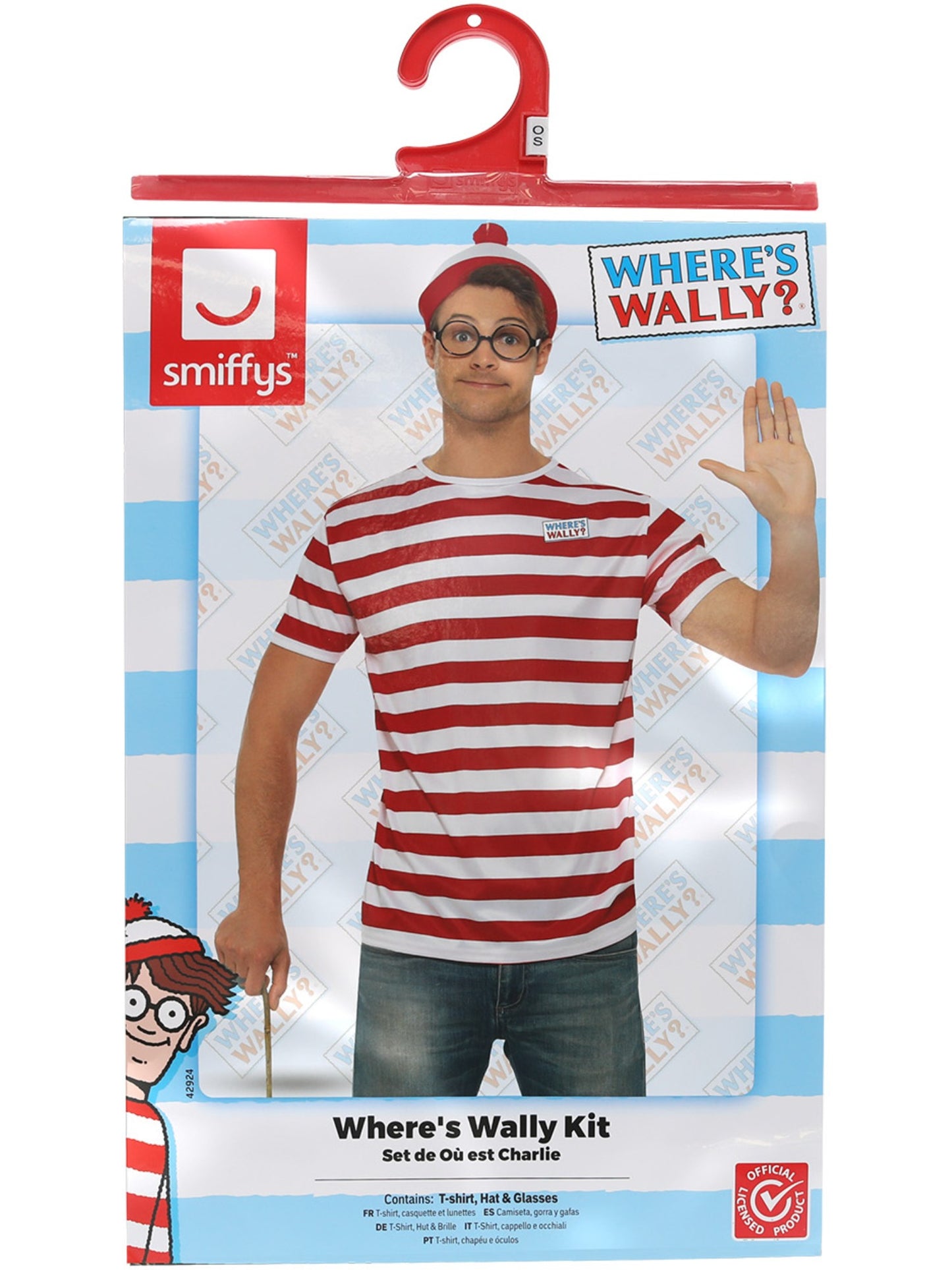 Disfraz de ¿Dónde está Wally?, Rojo y blanco, con camiseta, gorra y gafas