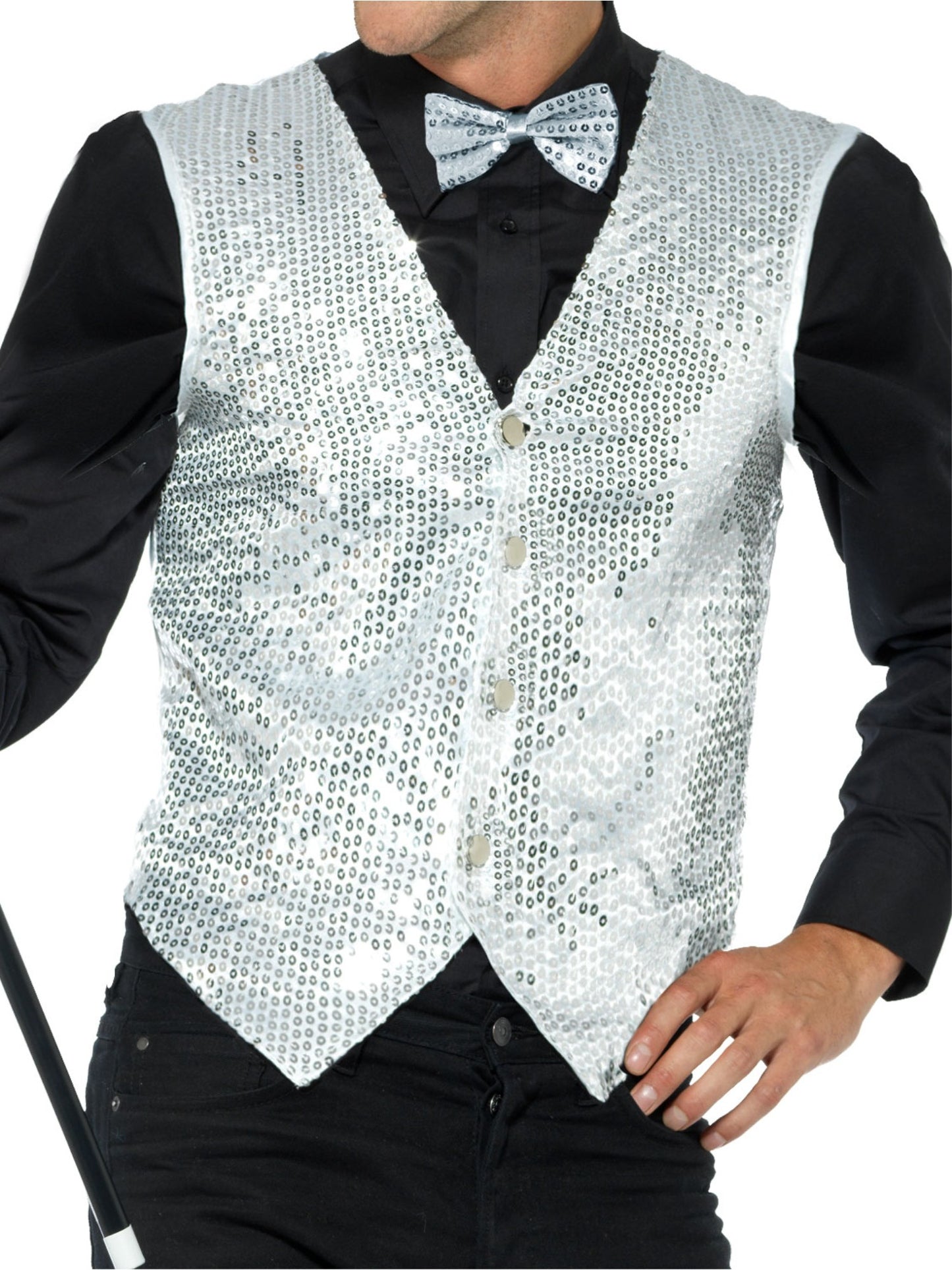 Sequin Waistcoat, Silver Wholesale