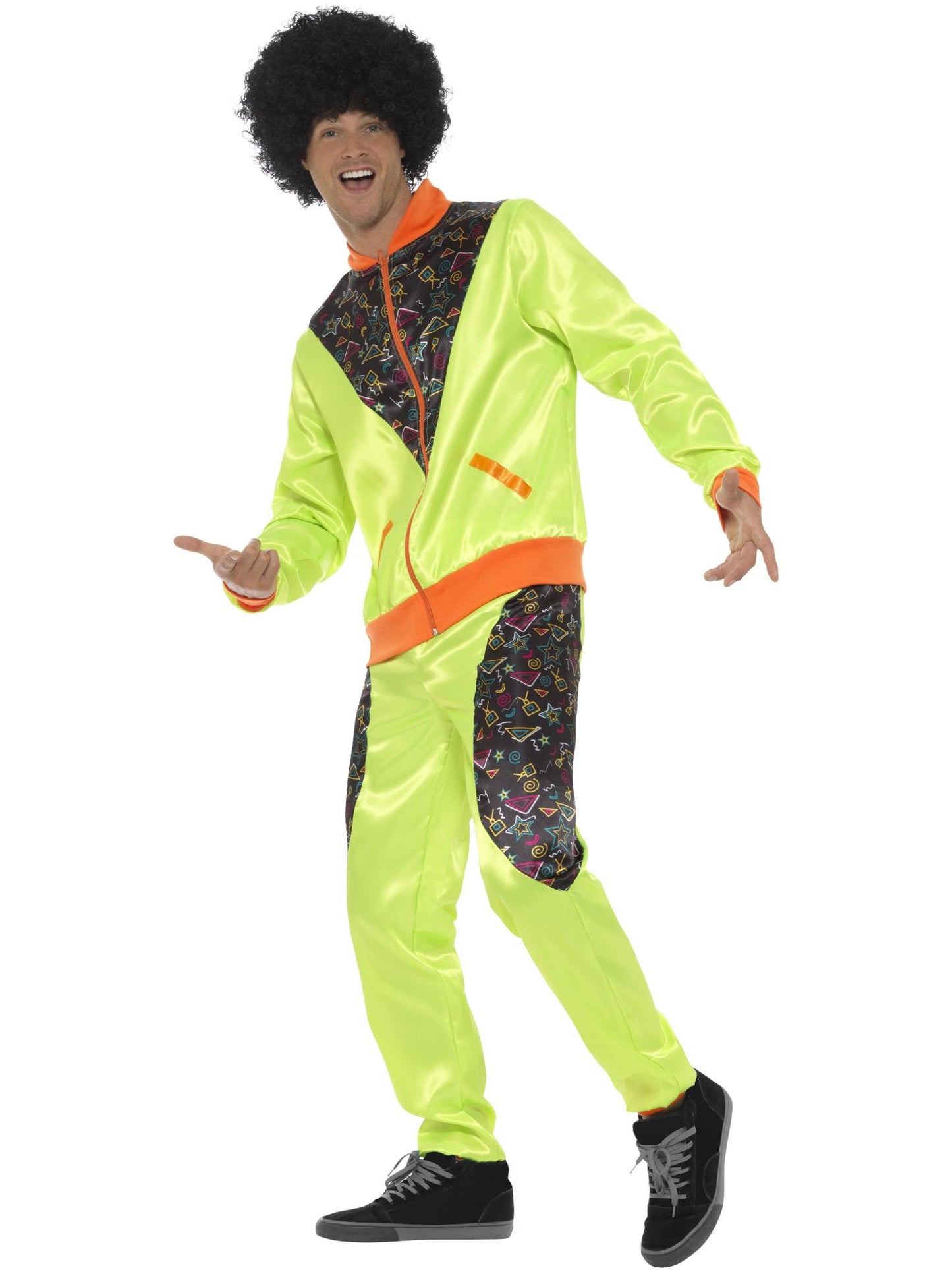 Chándal retro de tactel, para hombre, verde flúor, con chaqueta y pantalón