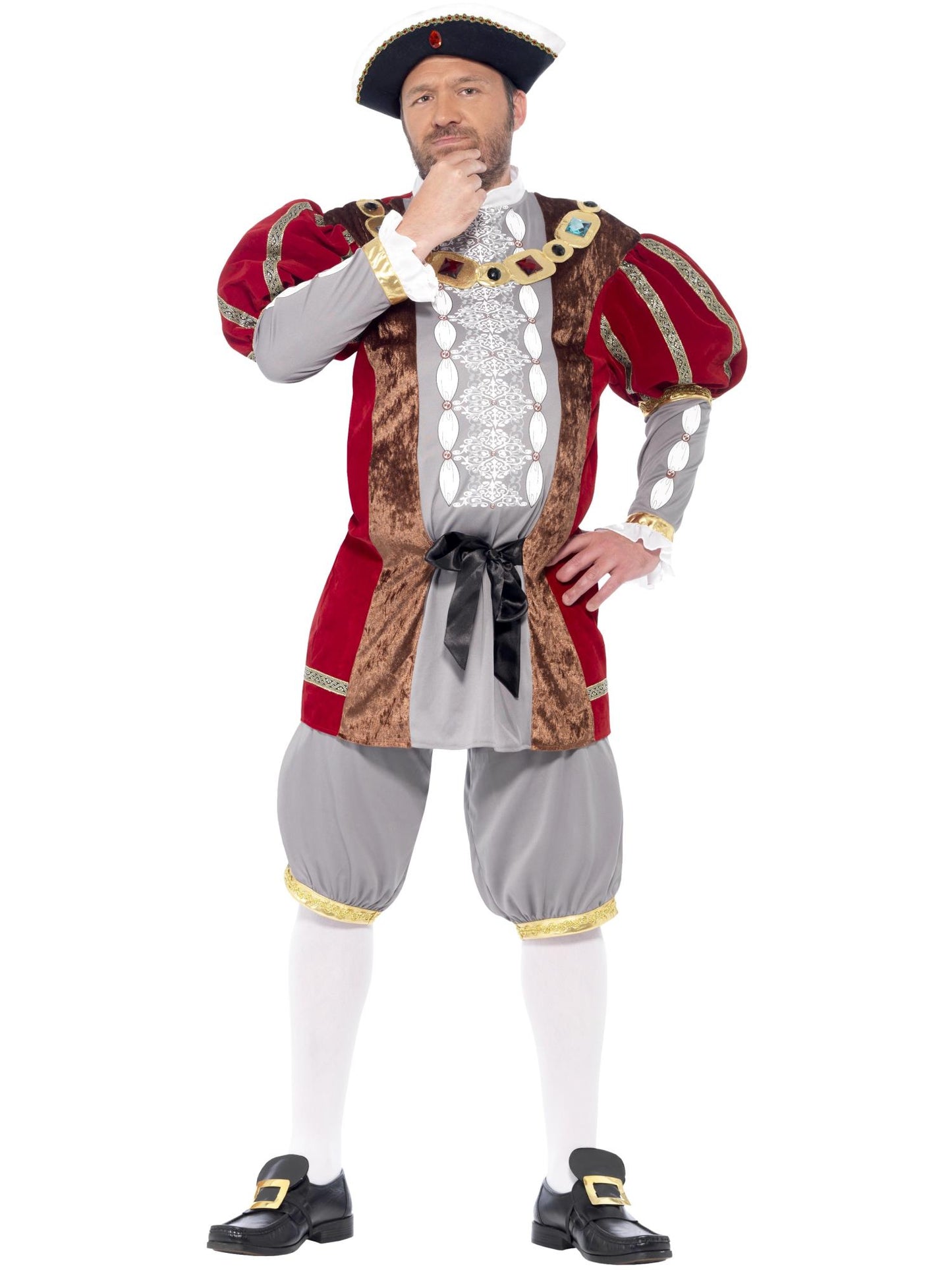 Heinrich VIII Deluxe Kostüm, Rot, mit Jacket und Hose