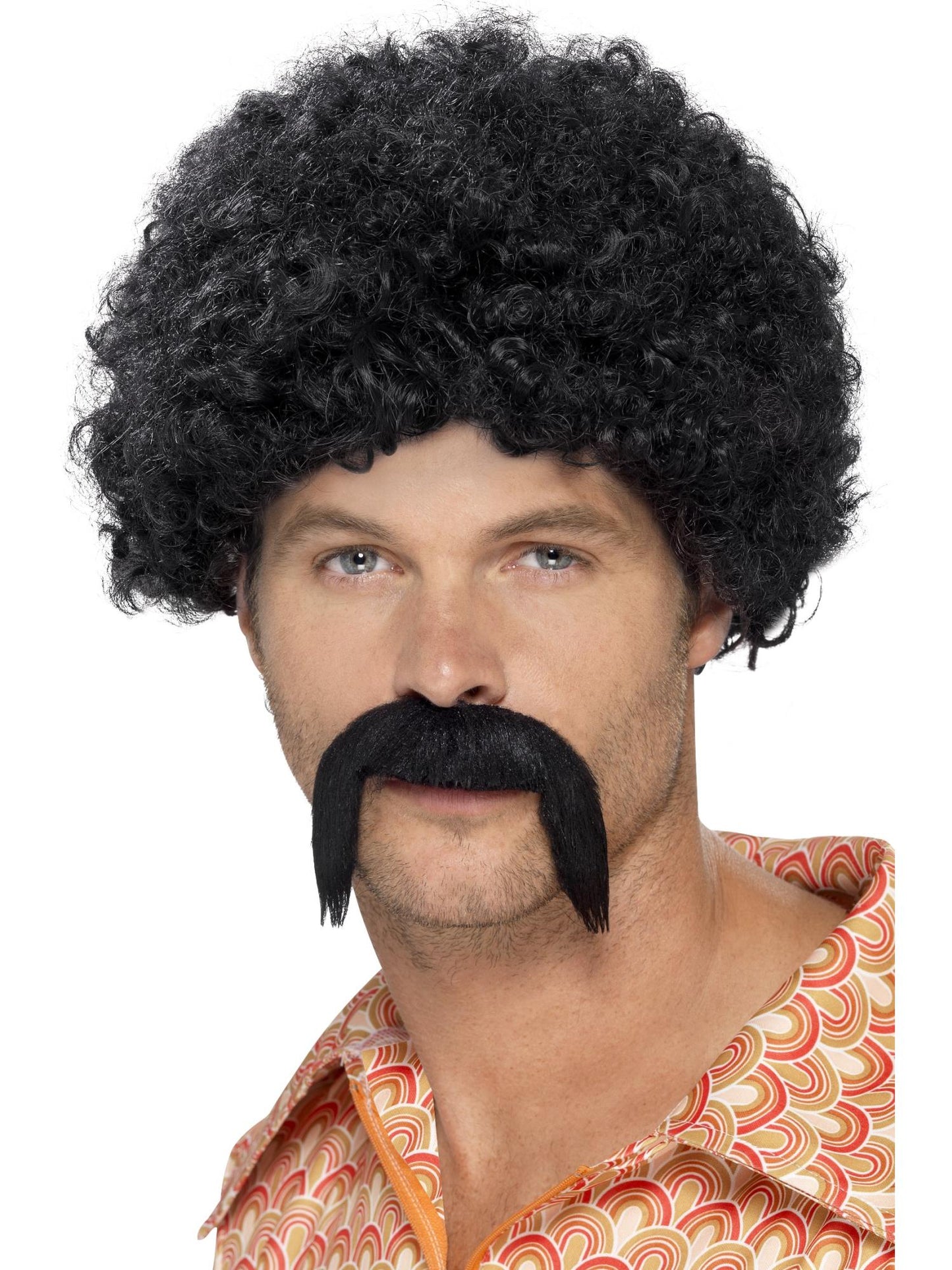 70er Disco King Kit, Schwarz, mit dichten Afro und Bart
