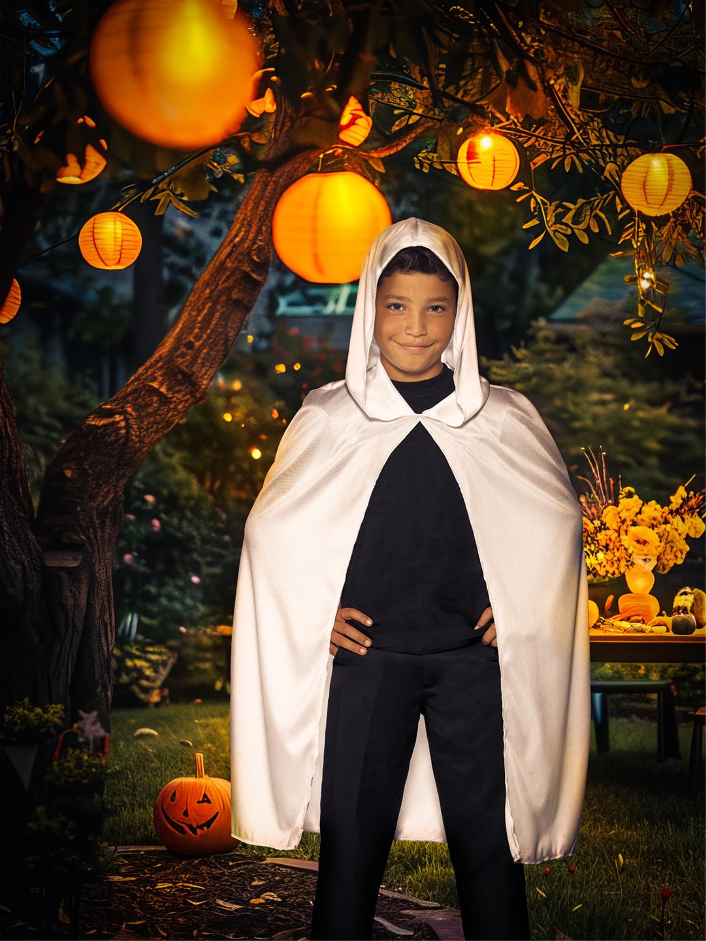 Hooded Cape, White Wholesale