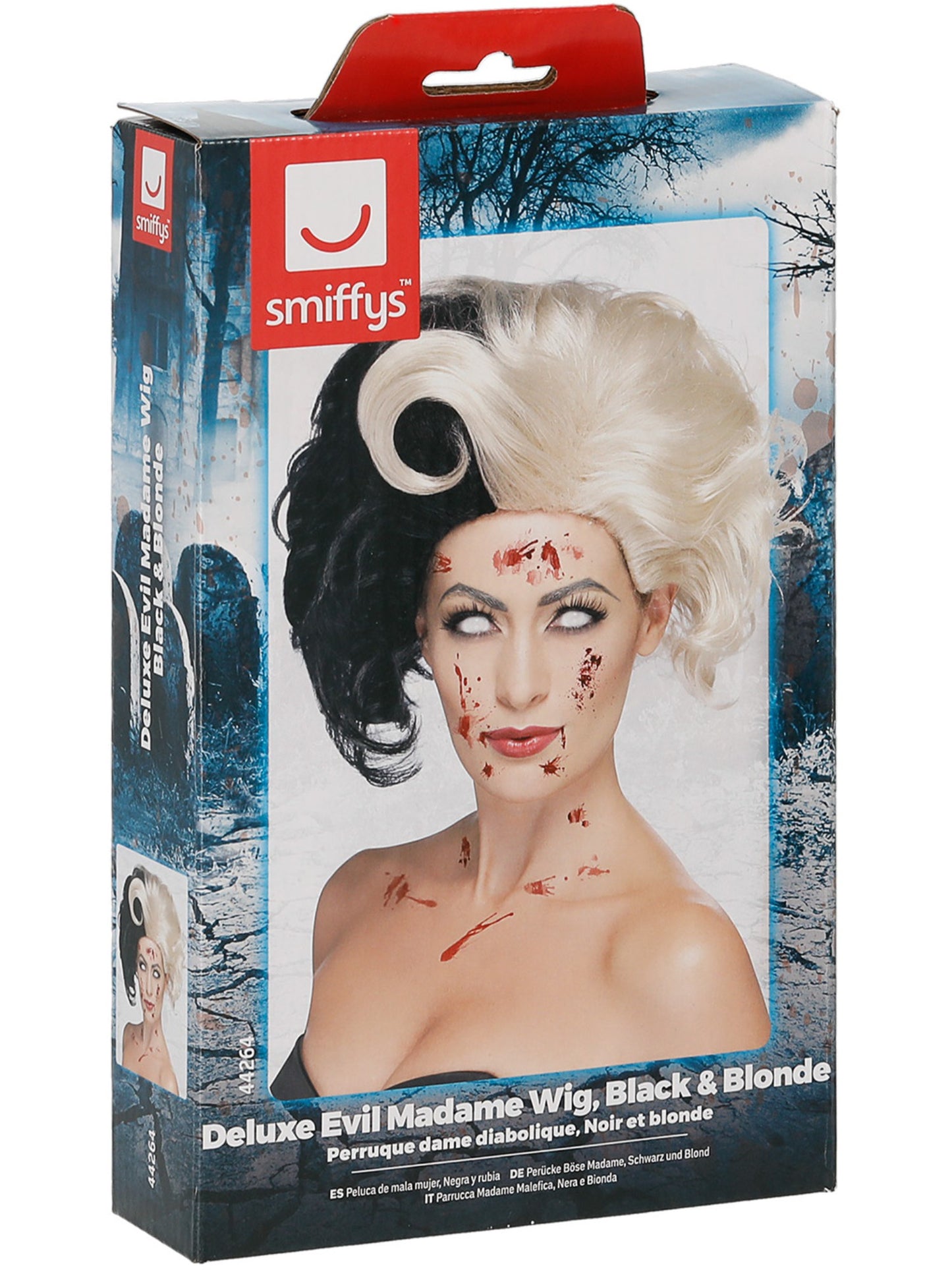 Deluxe Evil Madame Wig, Black & Blonde Wholesale