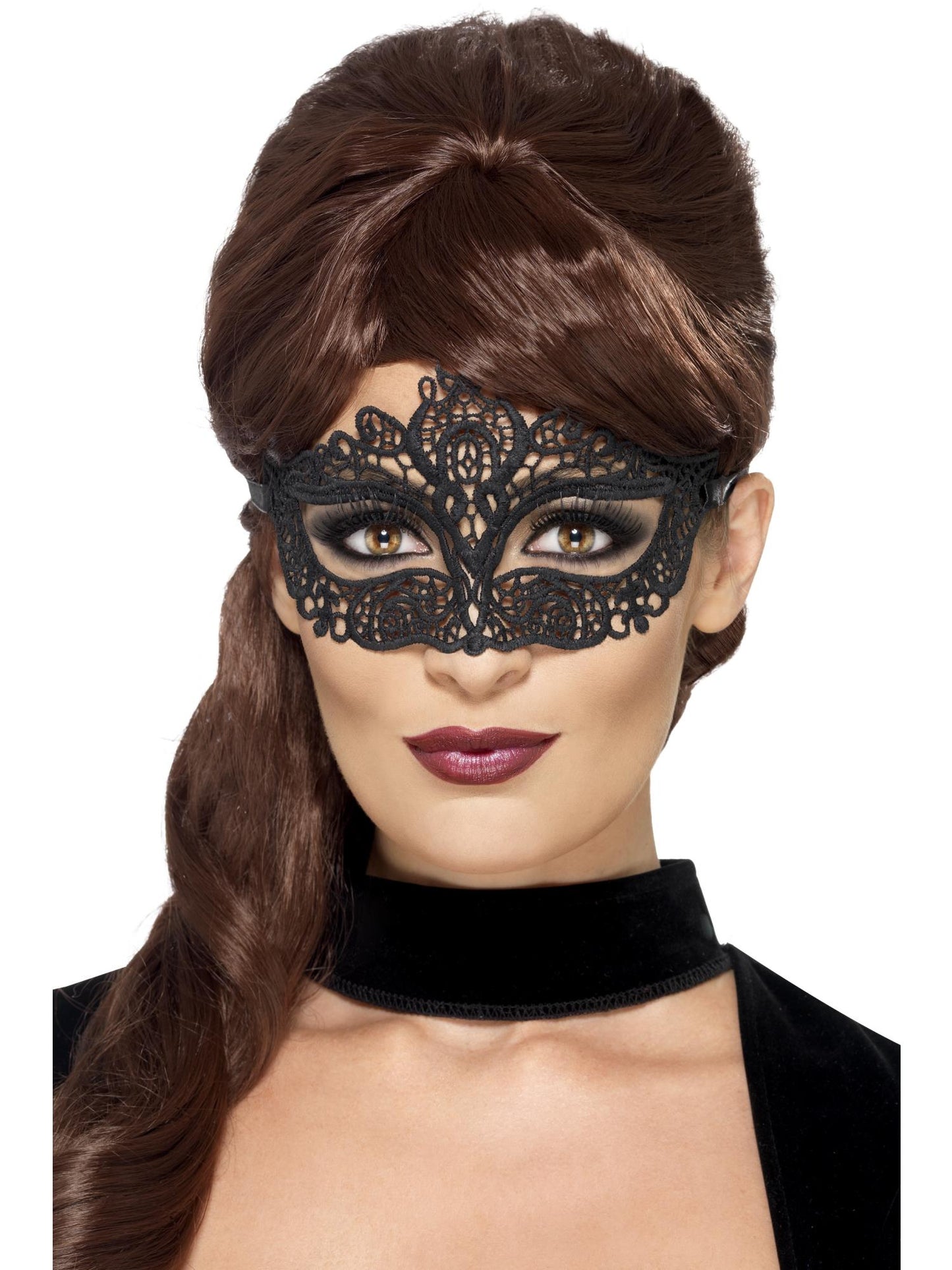 Embroidered Lace Filigree Eyemask, Black Wholesale