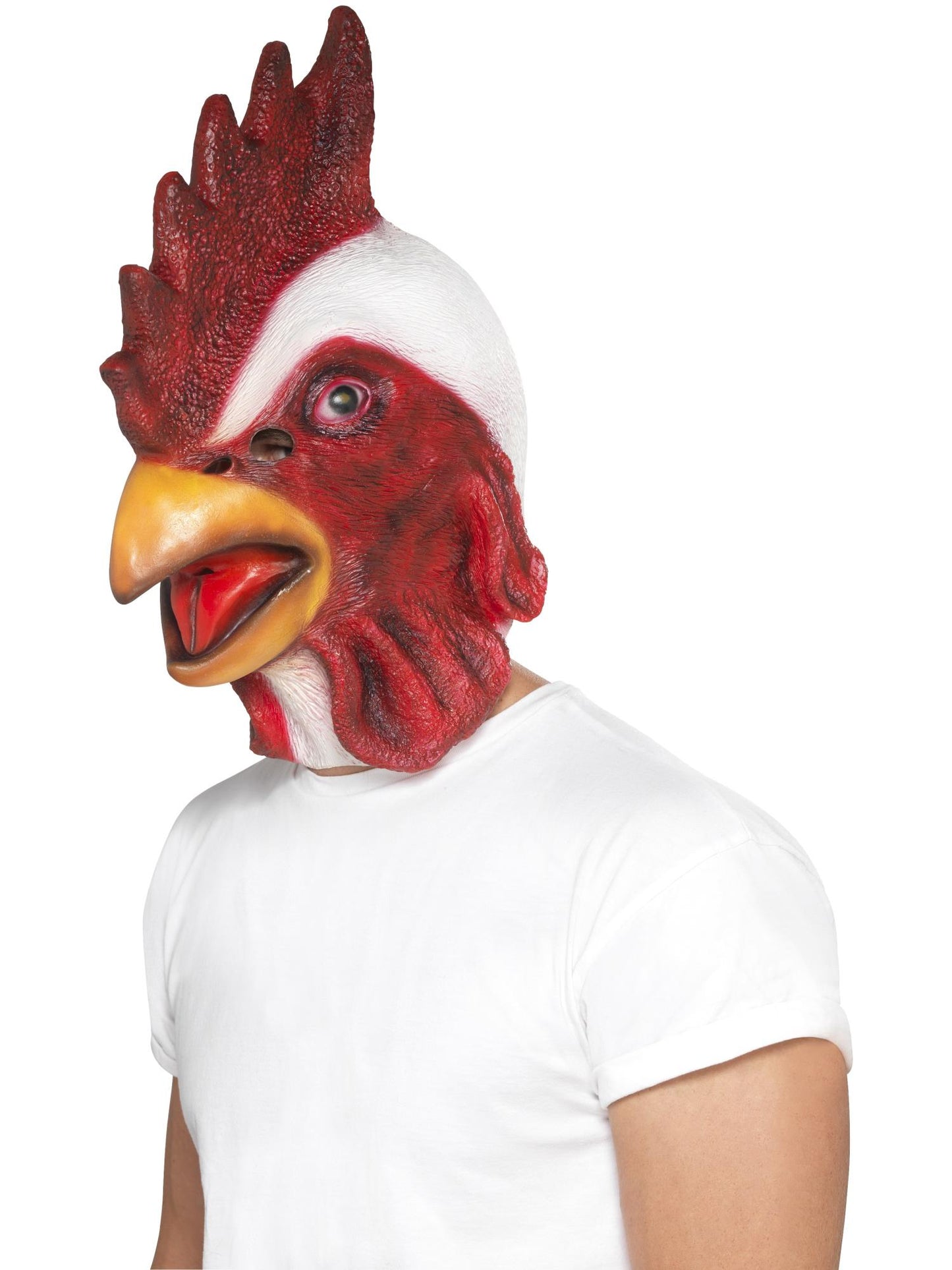 Hühnermaske, Weiß, Komplette Kopfabdeckung, Latex