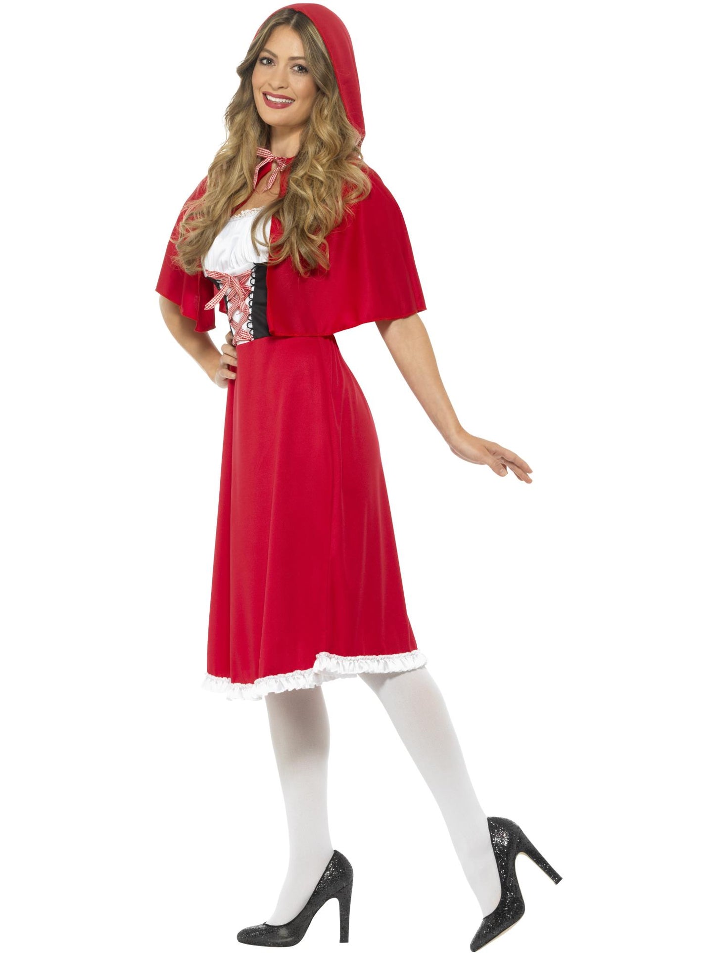 Rotkäppchen-Kostüm, Rot, mit langem Kleid und Kapuze