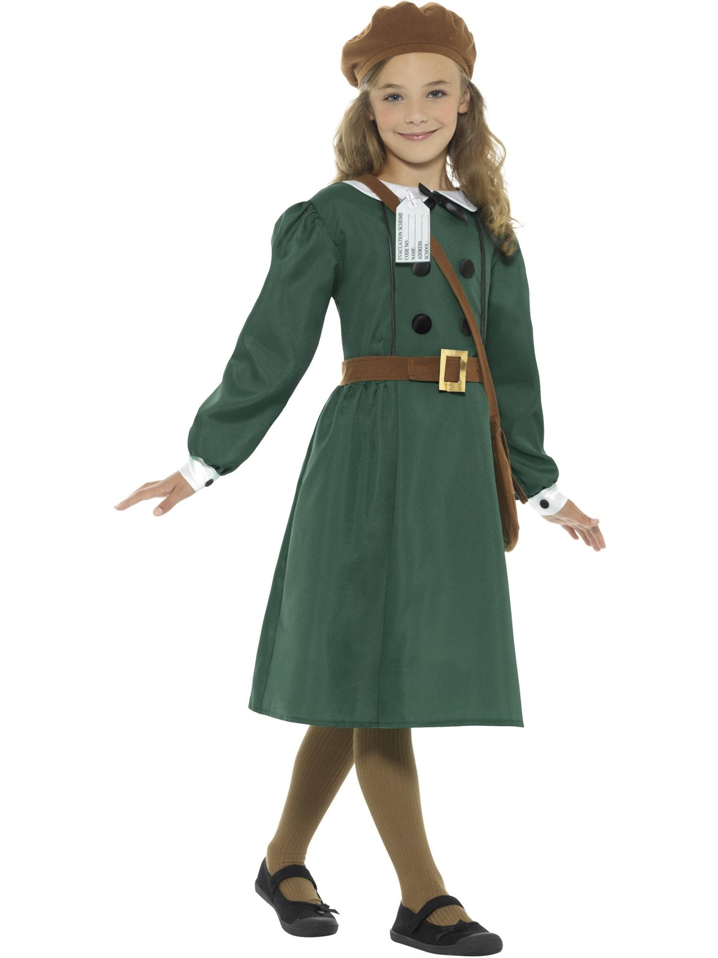 WW2 Evacuee Girl Costume, Green Wholesale