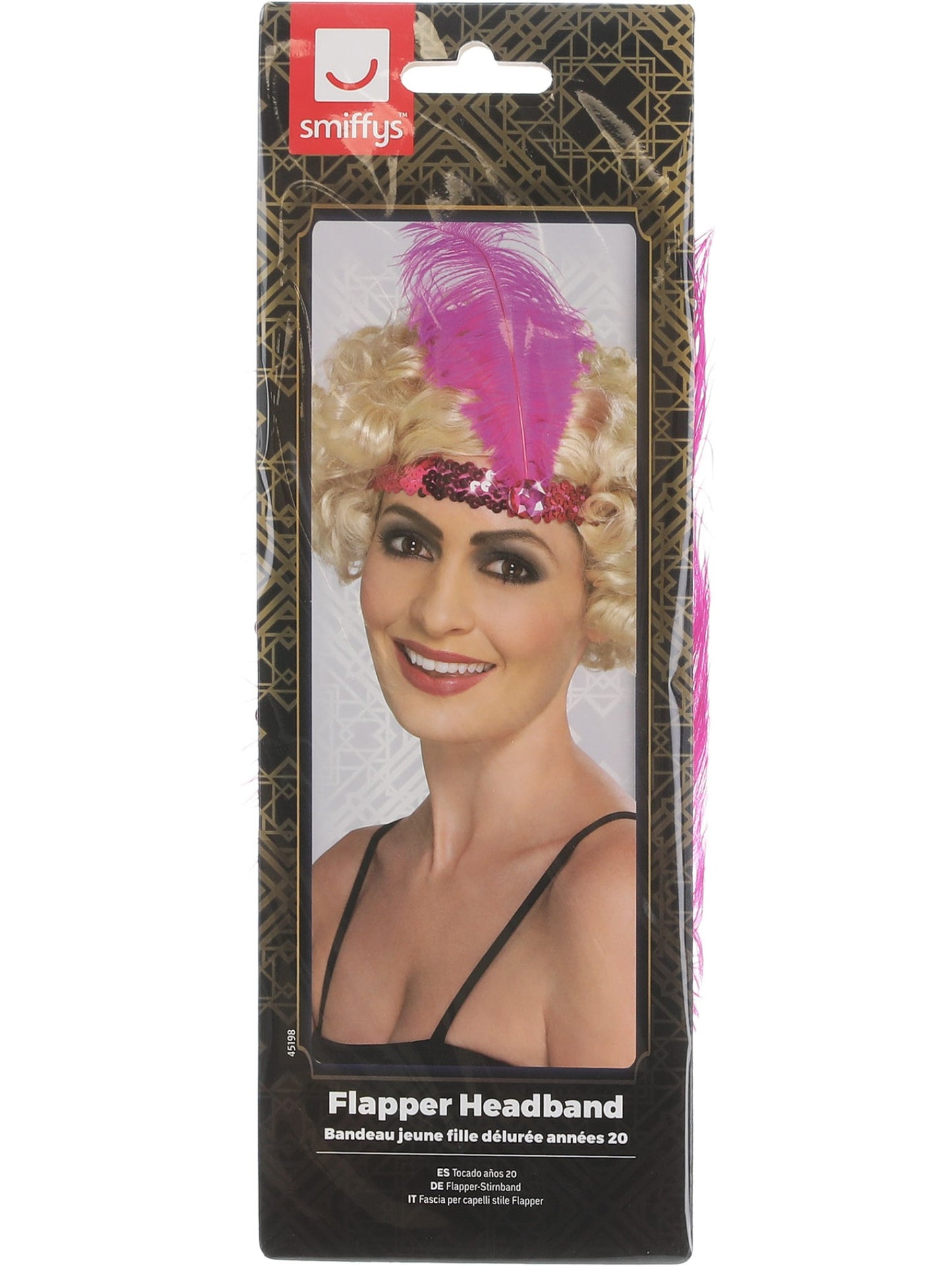 Bandeau jeune fille délurée années 20, Rose, avec plume