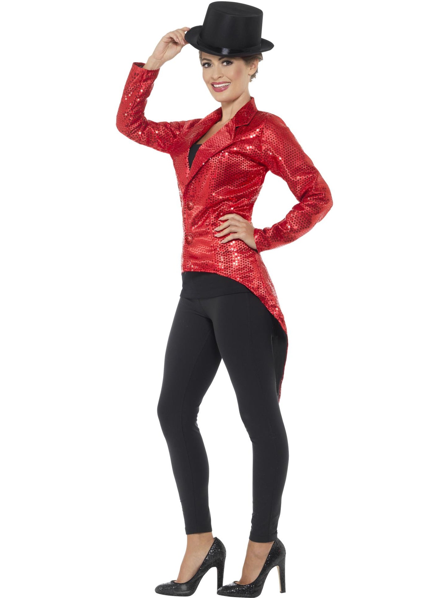 Pailletten-Frackjacke, Rot, Damen
