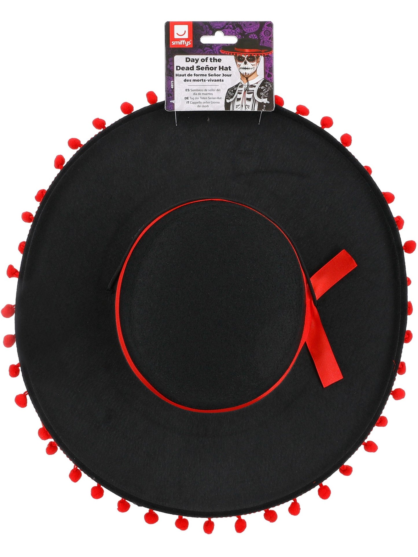 Day of the Dead Senor Hat, Black & Red Wholesale