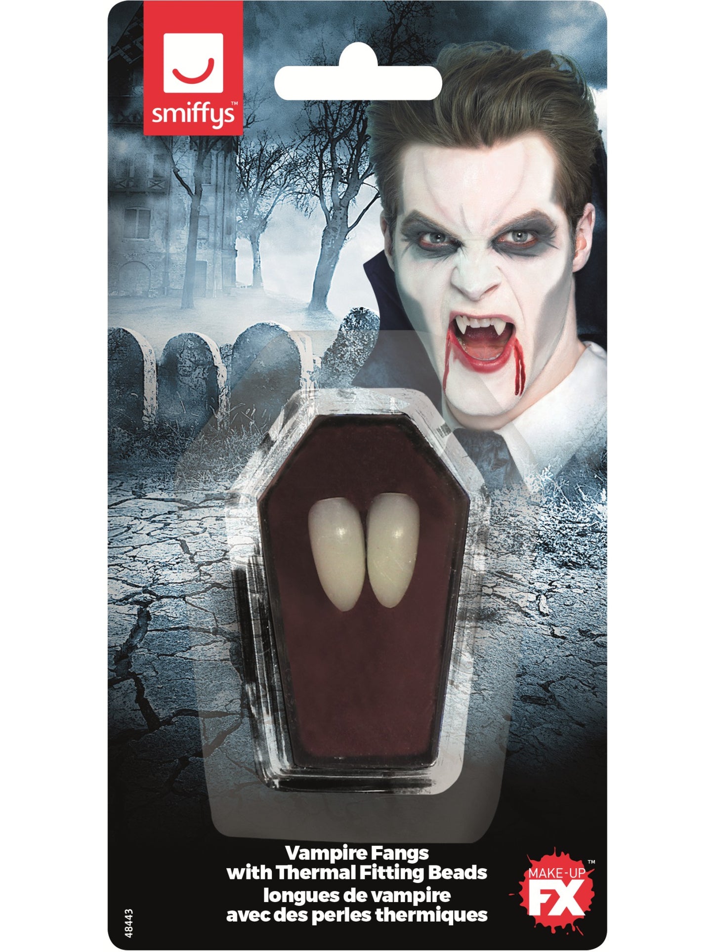 Smiffys Make-Up FX, Vampire Fangs, White Wholesale