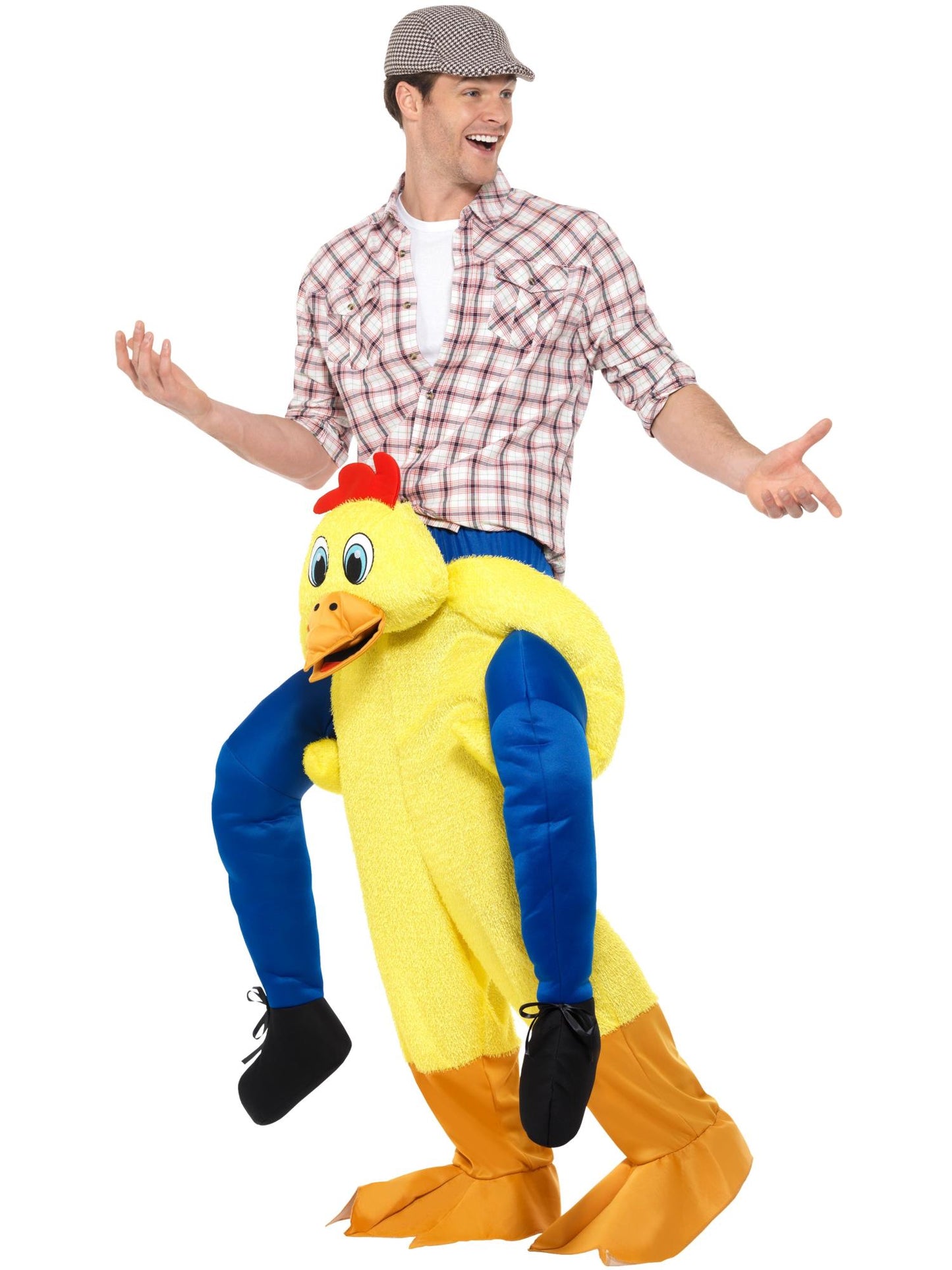 Costume dos de poulet, Jaune, Combinaison une pièce avec fausses jambes