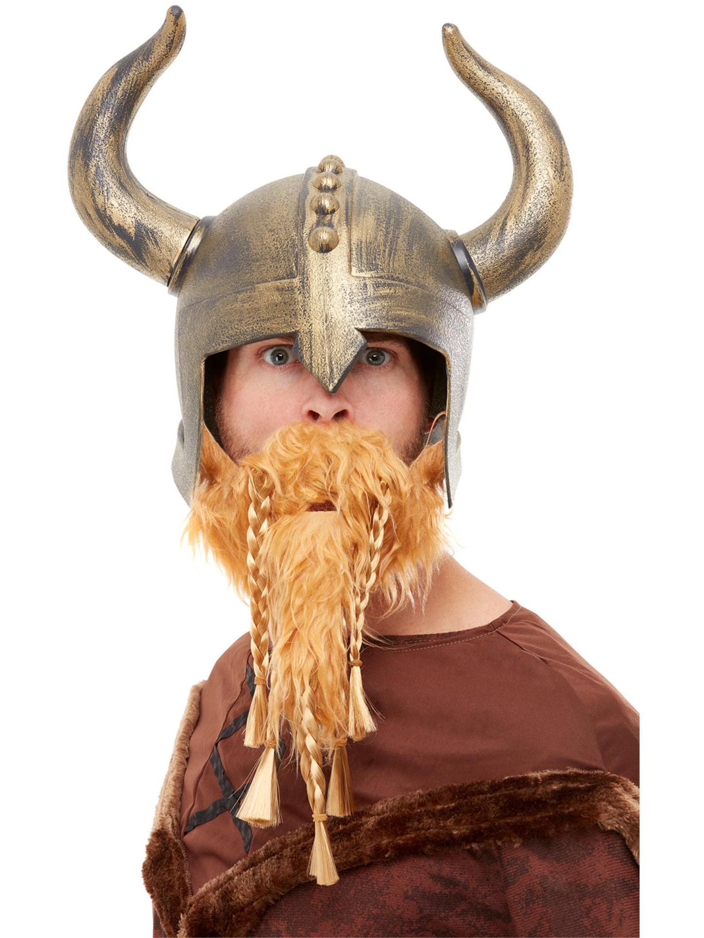 Casque de viking, Or, avec barbe