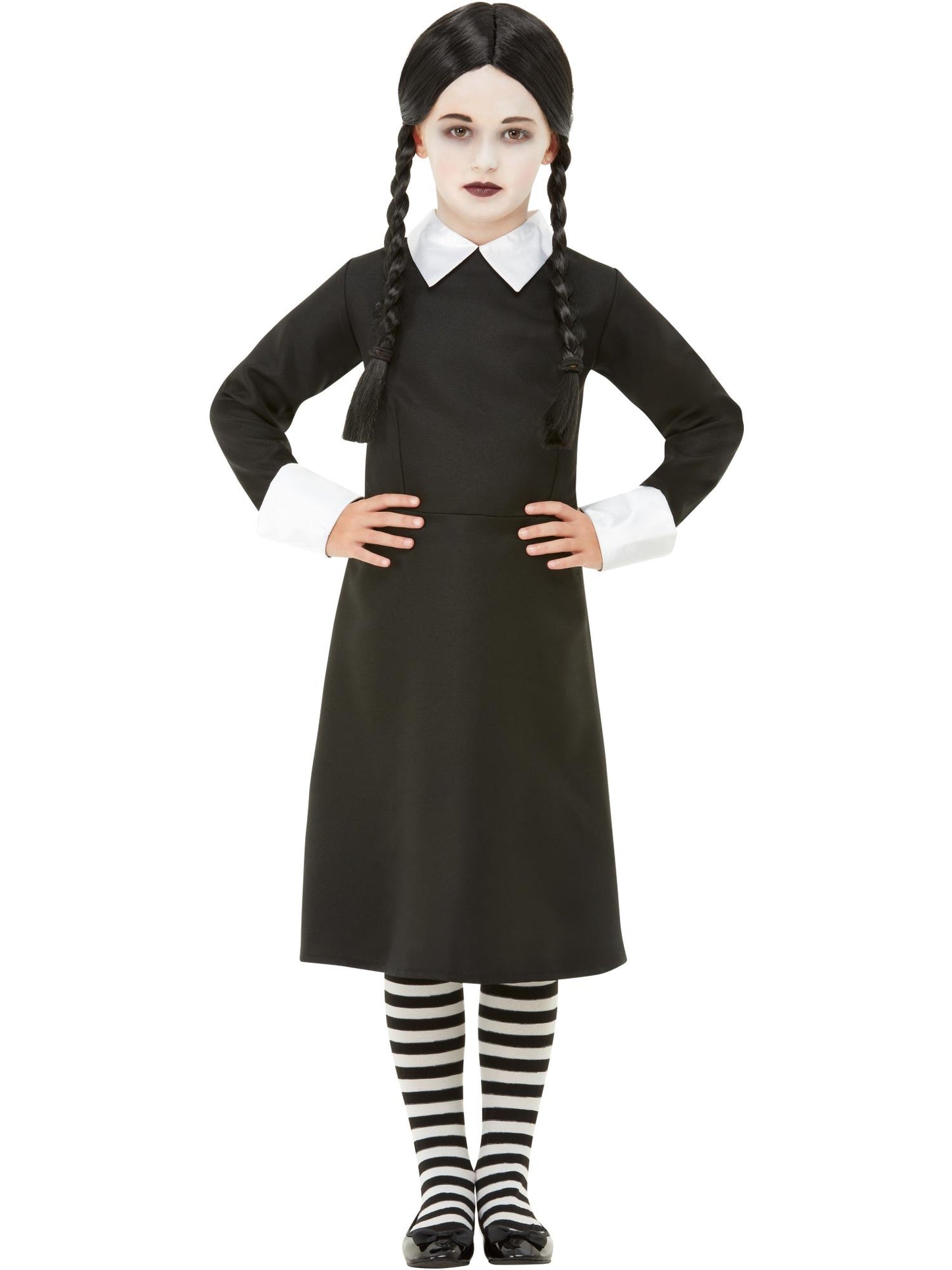 Disfraz de colegiala gótica, Negro, con vestido y peluca