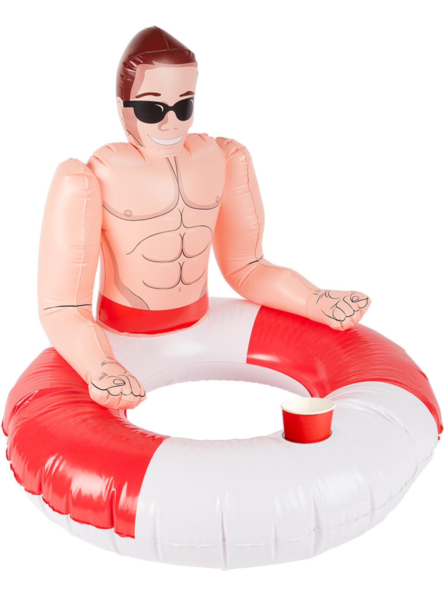 Anillo hinchable salvavidas Hunk Swim, Rojo y blanco, 88 cm / 35 pulgadas