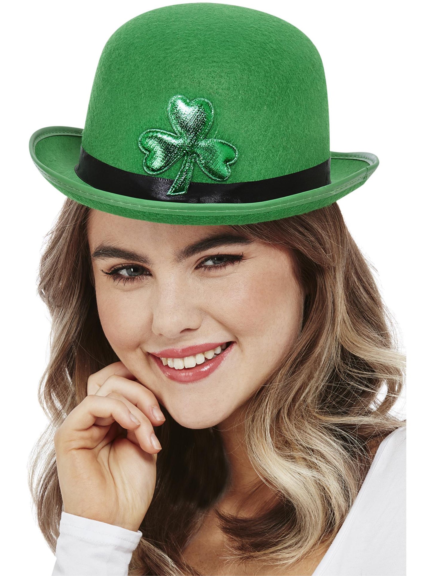 Chapeau melon en feutre Paddy's Day, Motif trèfle irlandais