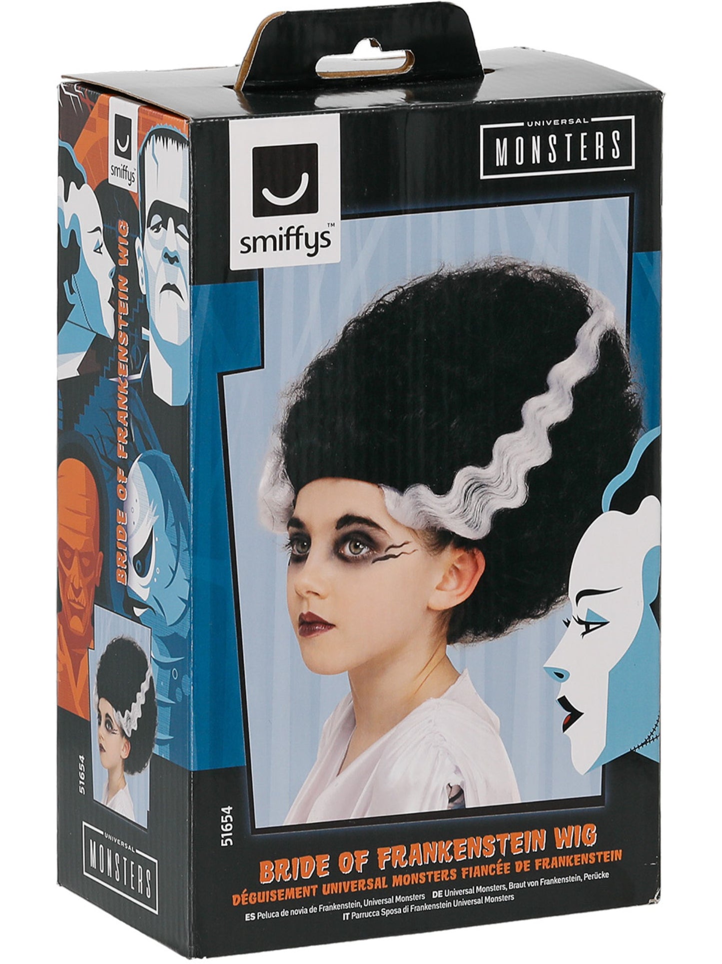 Universal Monsters, Braut von Frankenstein, Perücke, Schwarz mit weißen Strähnen