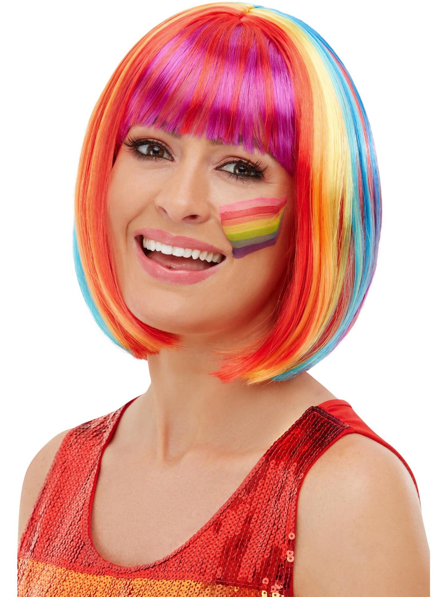 Perruque de coupe au carré arc-en-ciel, Multicolore