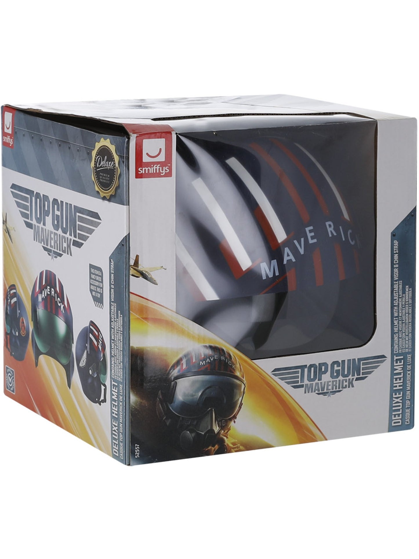 Casque Top Gun Maverick de luxe, bleu marine, casque avec visière et mentonnière ajustables