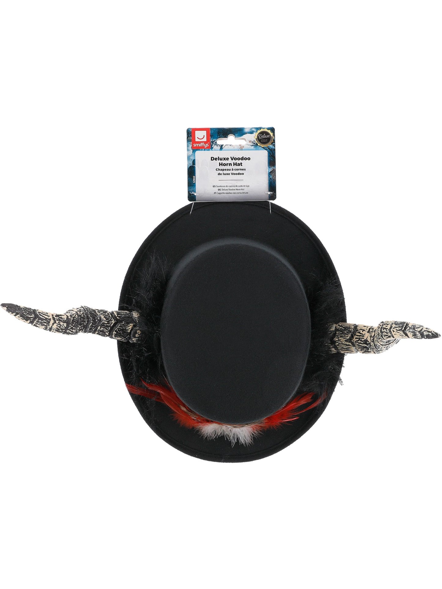 Chapeau vaudou en corne, avec des plumes