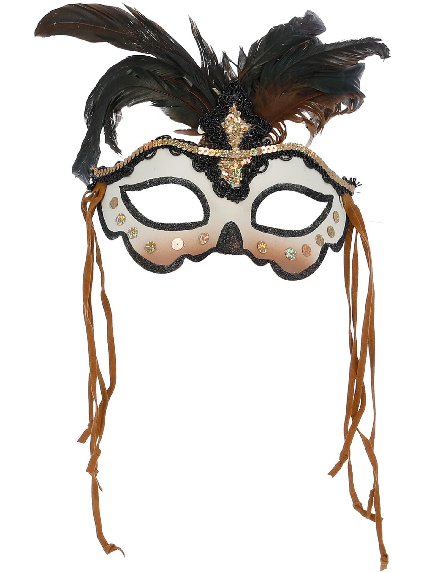 Voodoo Priesterin-Augenmaske, mit Federn