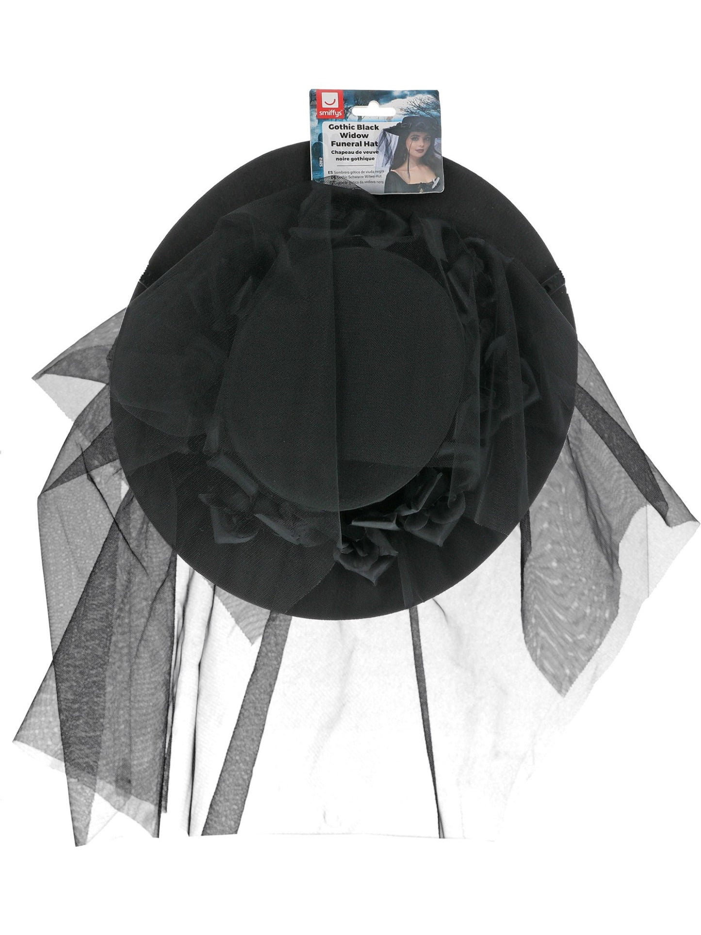 Gothic Schwarze Witwe-Hut, mit Rosen und Schleier