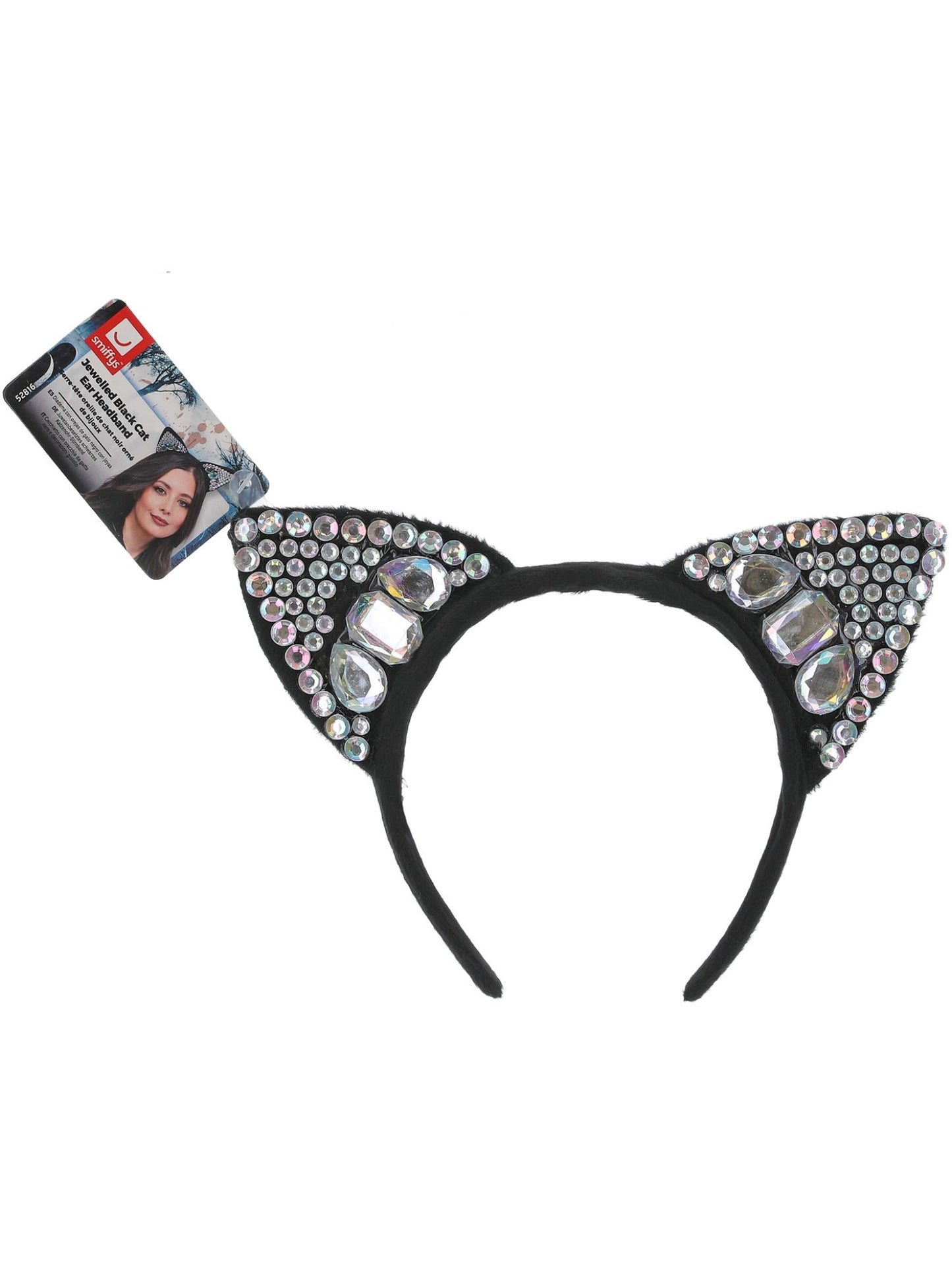Jewelled Black Cat Ear Headband Wholesale