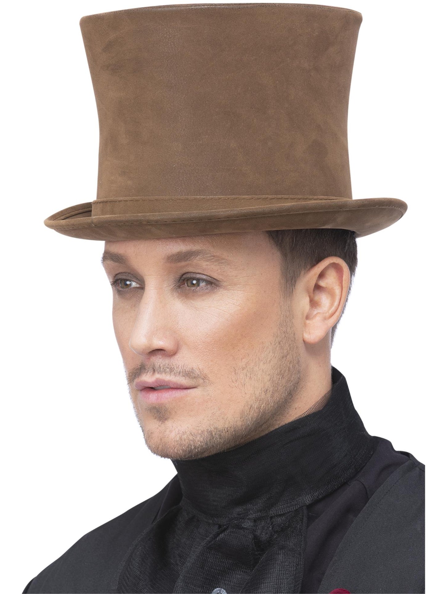 Deluxe Viktorianischer Zylinder, braun, Wildleder-Look