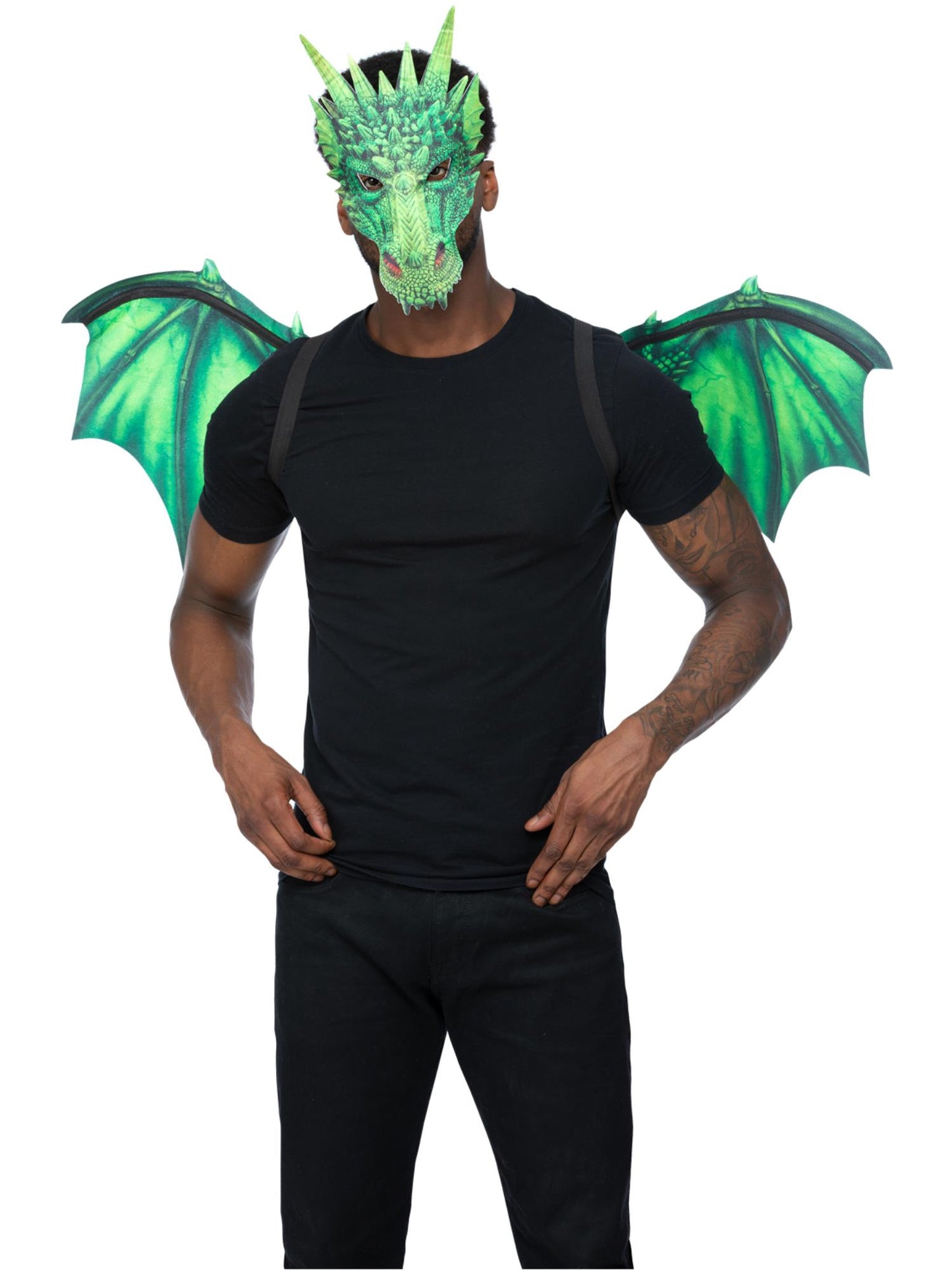 Grünes Drachen-Kit, mit Maske und Flügeln
