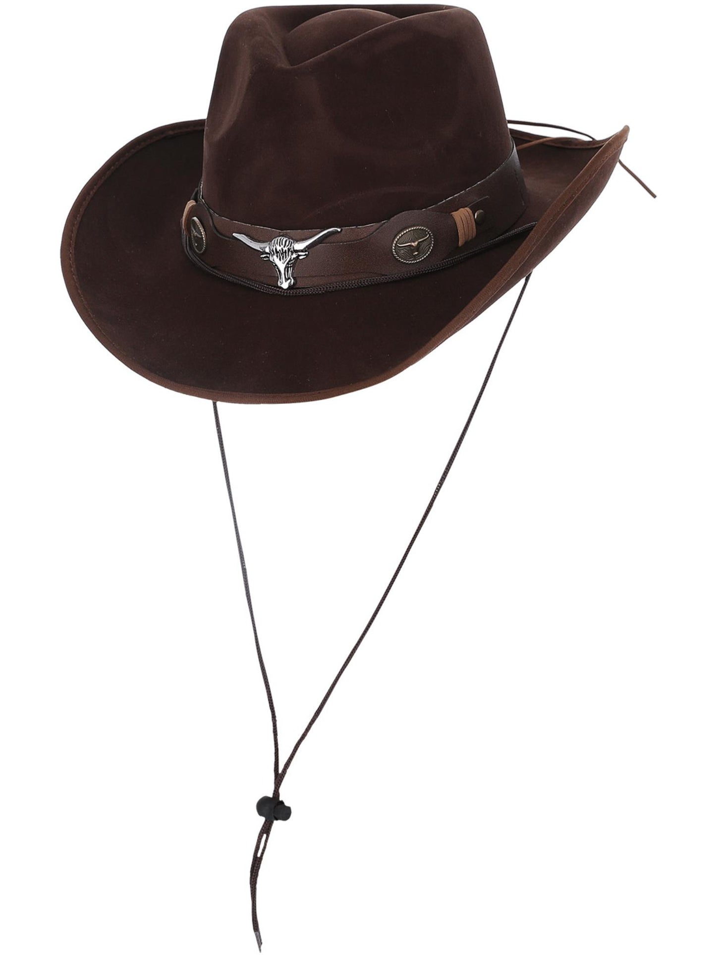Chapeau de cowboy western en similicuir marron, avec Ox band