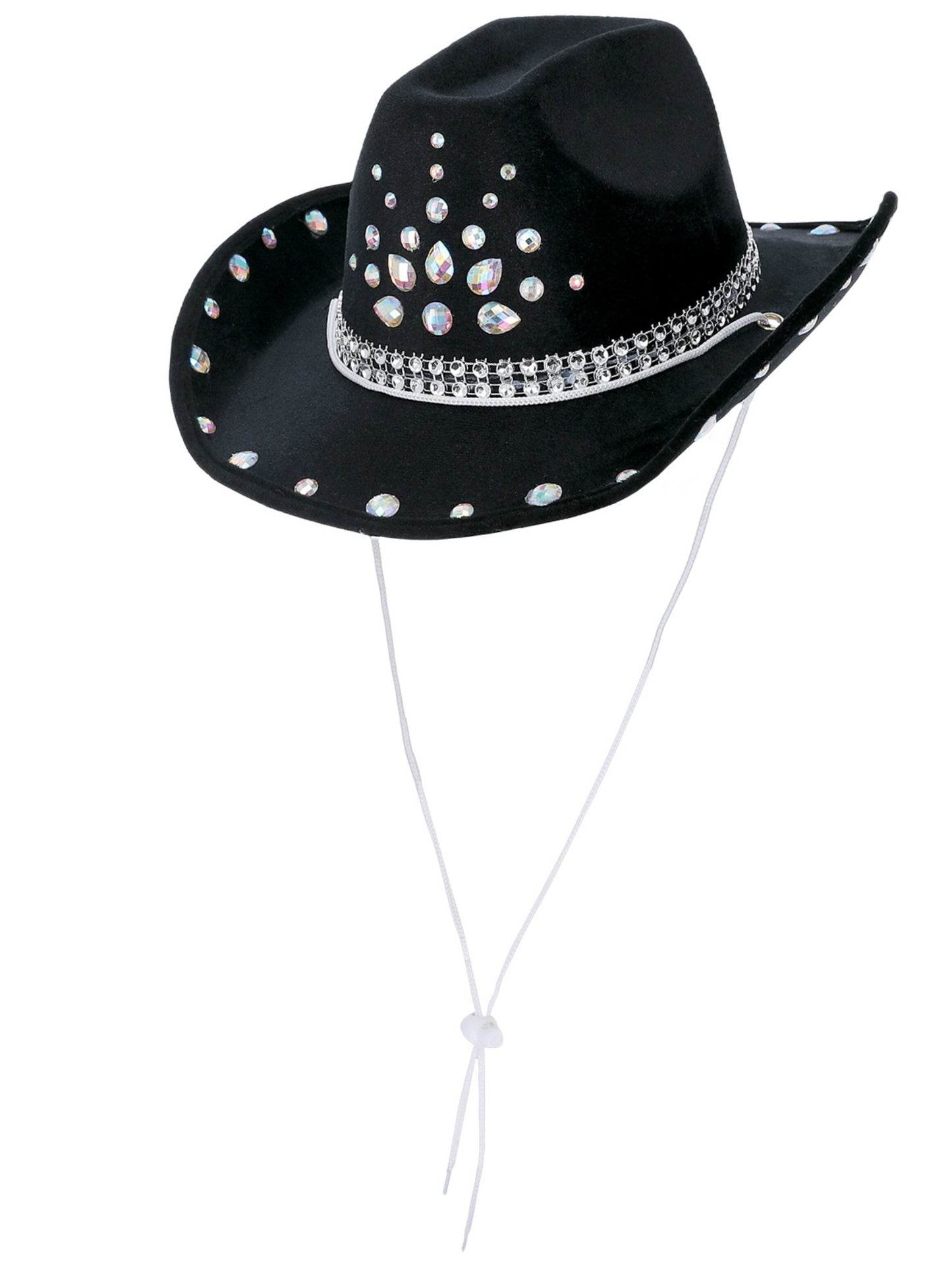 Chapeau de Cowgirl noir strass, Bijoux en argent