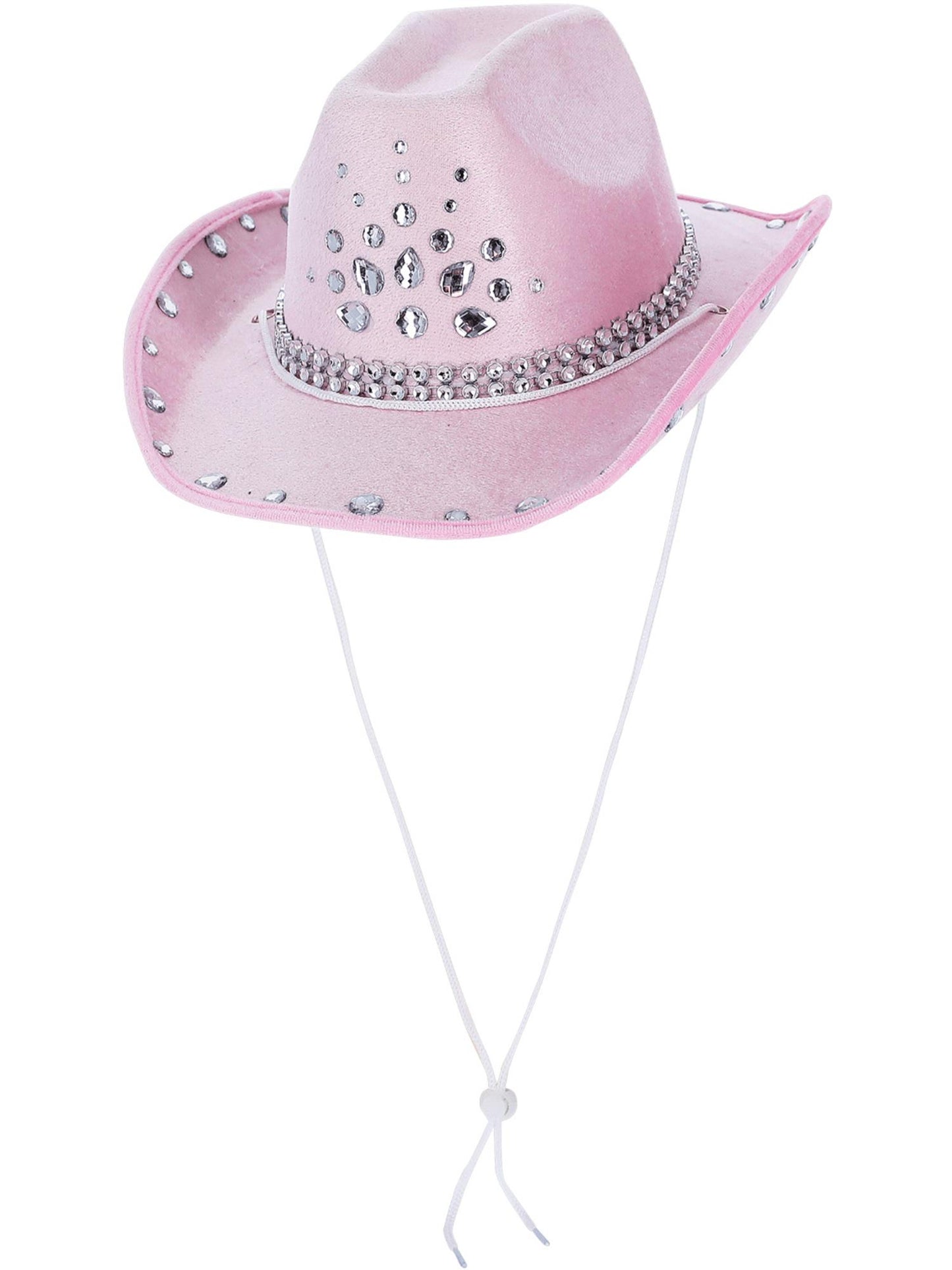 Sombrero de vaquera con lentejuelas, rosa bebé, Lentejuelas plateadas