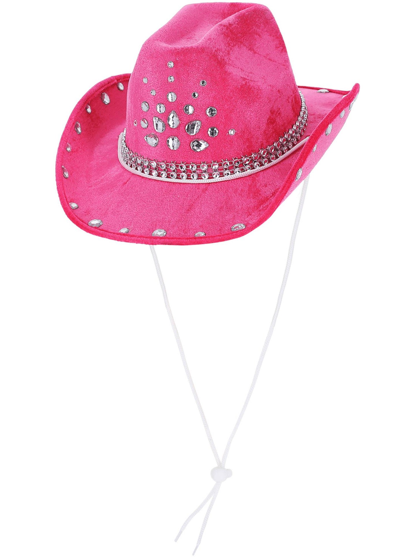 Sombrero de vaquera con lentejuelas, rosa intenso, Lentejuelas plateadas