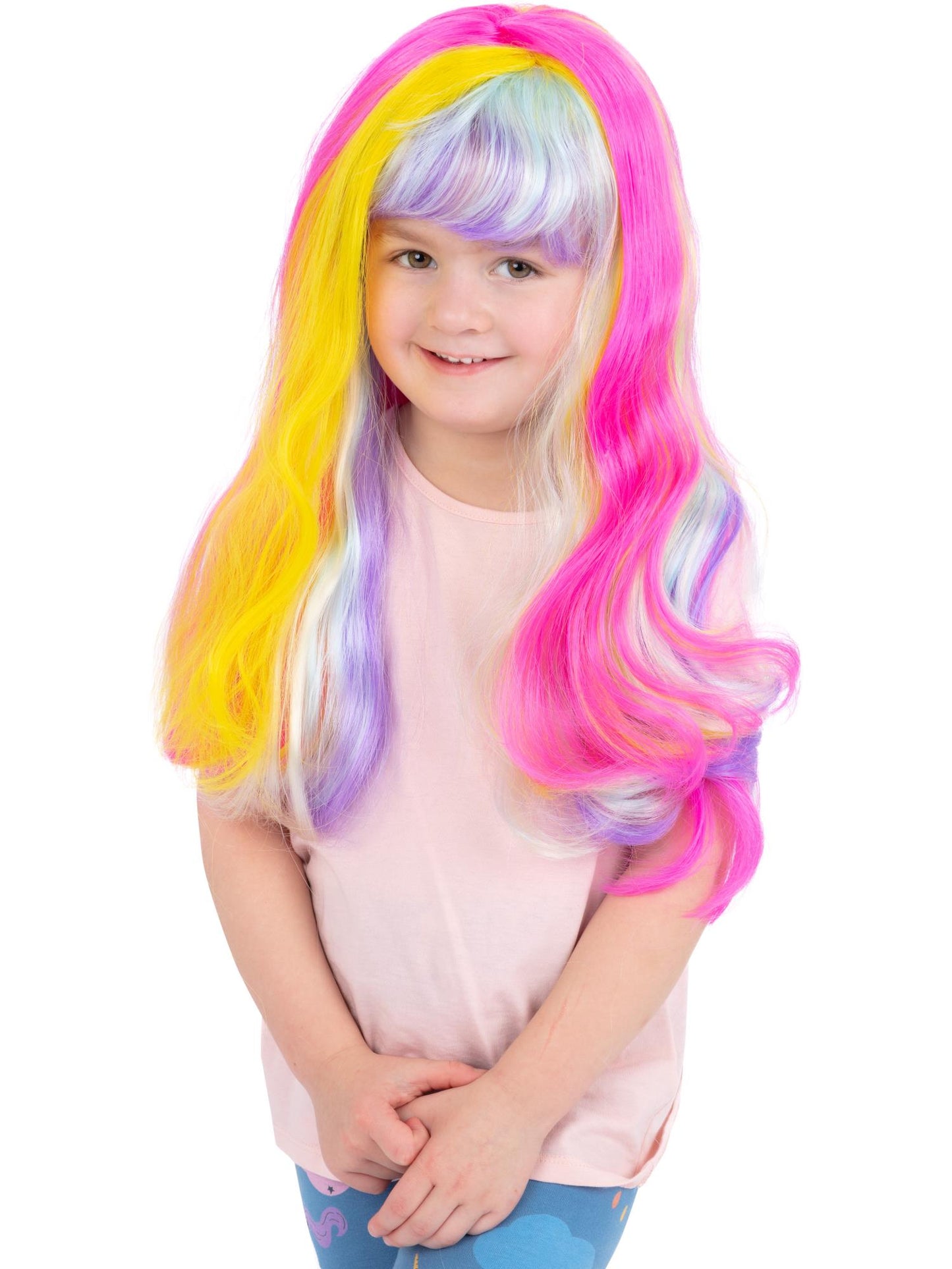 Perücke Einhorn-Pastell-Regenbogen
