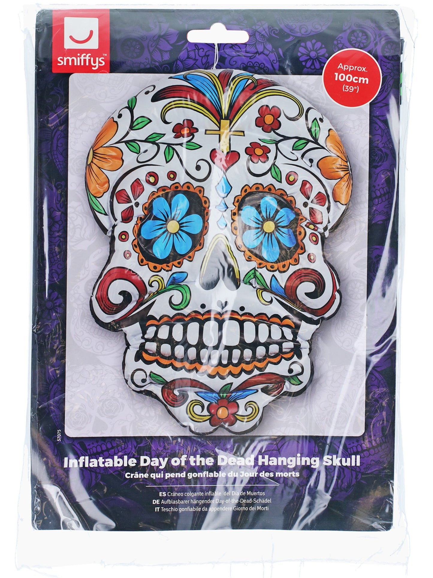 Inflatable Day of the Dead Hanging Skull, White Wholesale