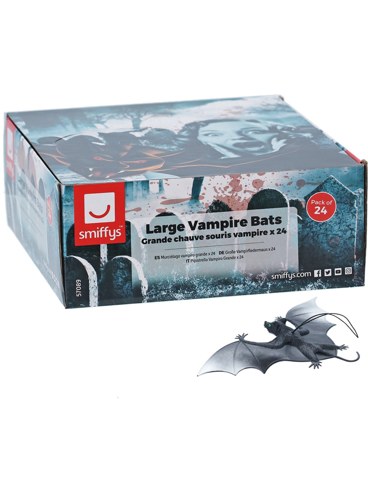 Große Vampirfledermaus, Schwarz, am Gummiband, PVC, 24