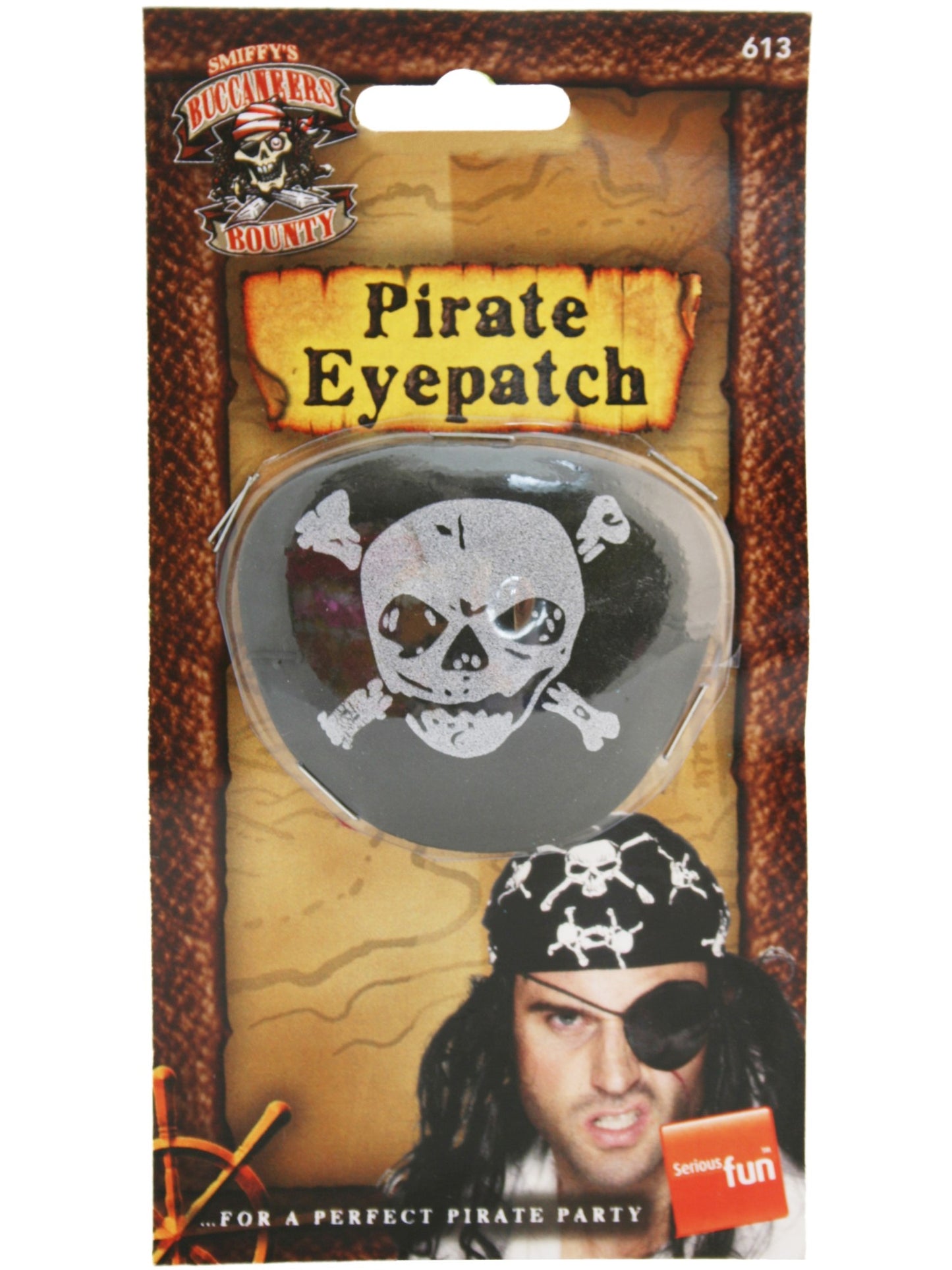 Deluxe Piraten-Augenklappe, Schwarz, Satin