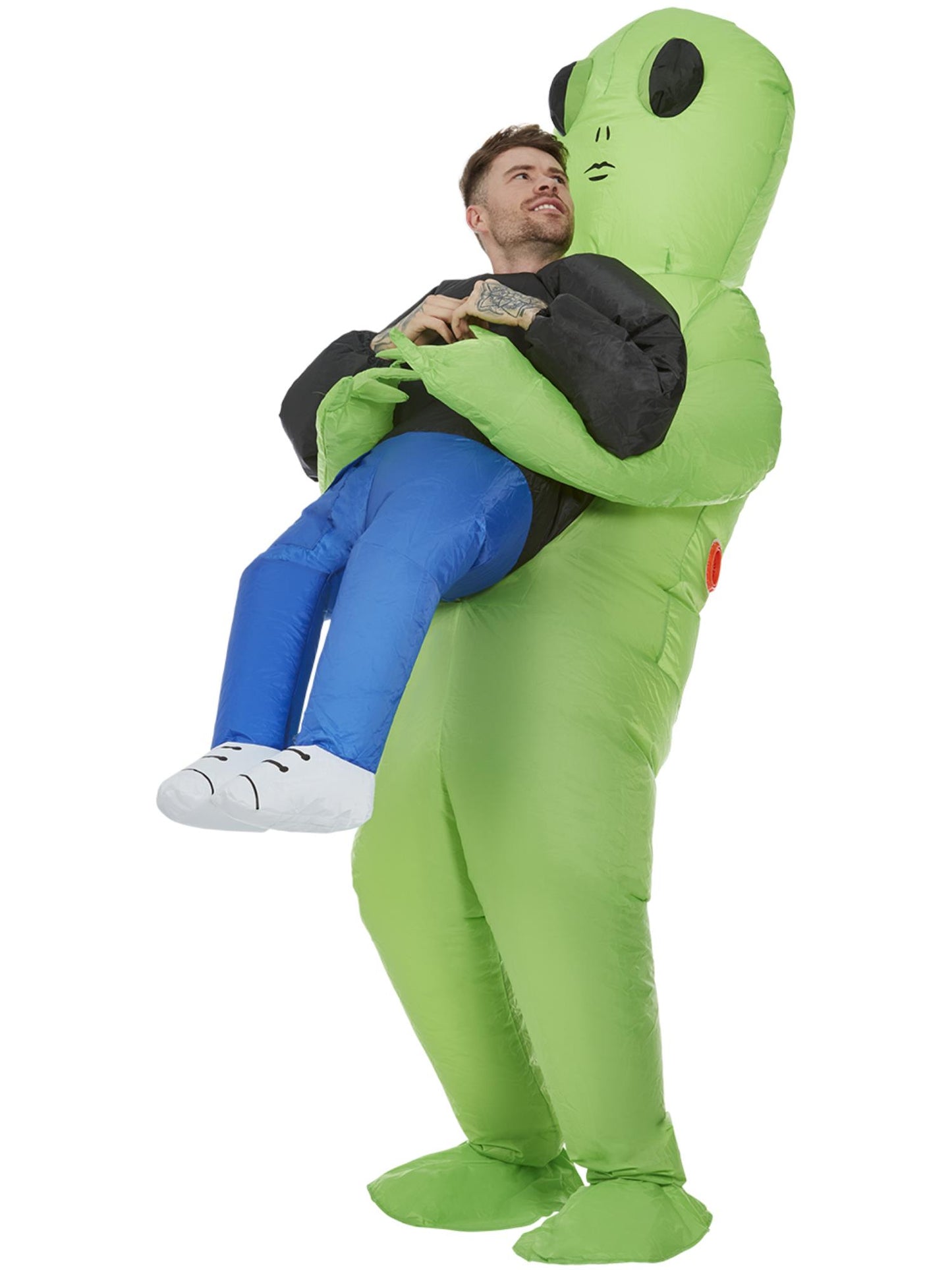 Costume enlèvement extraterrestre gonflable, Vert, Combinaison et ventilateur automatique