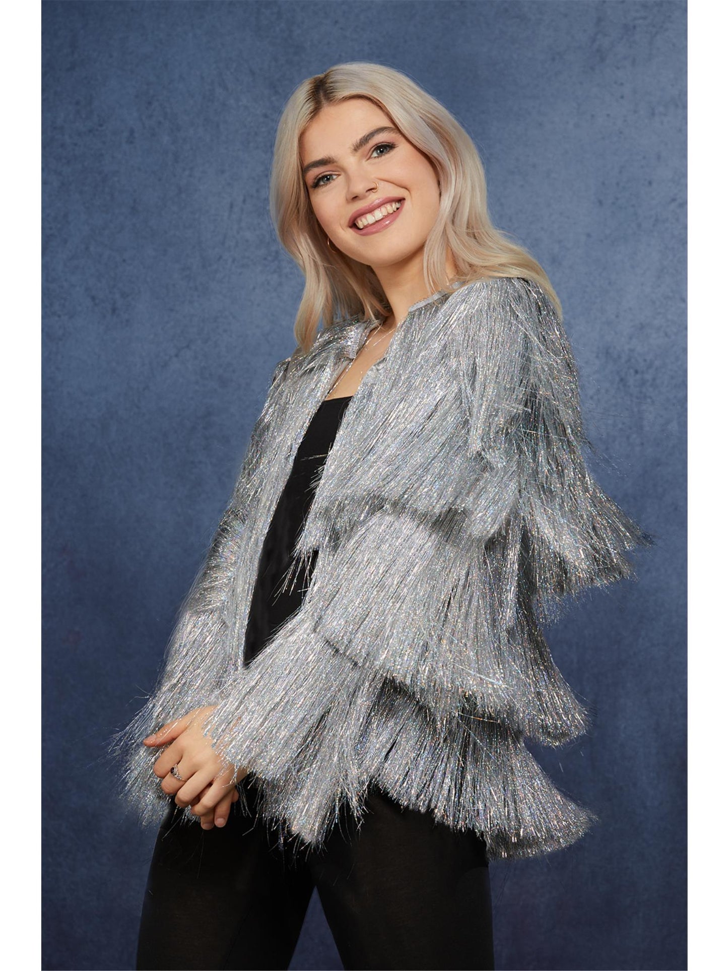 Fever Lametta Festival Jacke, Silber