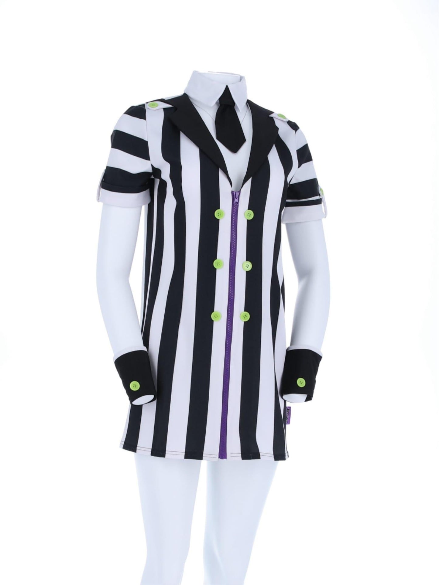 Déguisement Beetlejuice, Robe chemise, col, cravate fantaisie et poignets