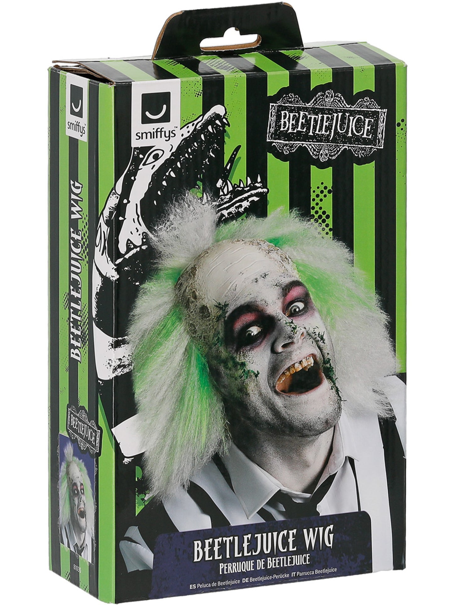 Peluca de Beetlejuice, con cabeza calva de látex