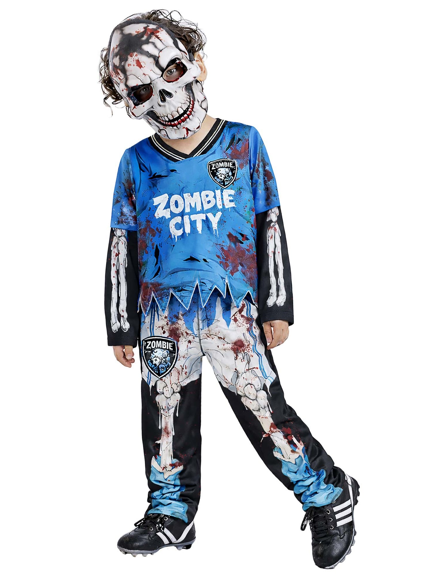 Zombie FC Footballer Skeleton Costume, Blue Wholesale