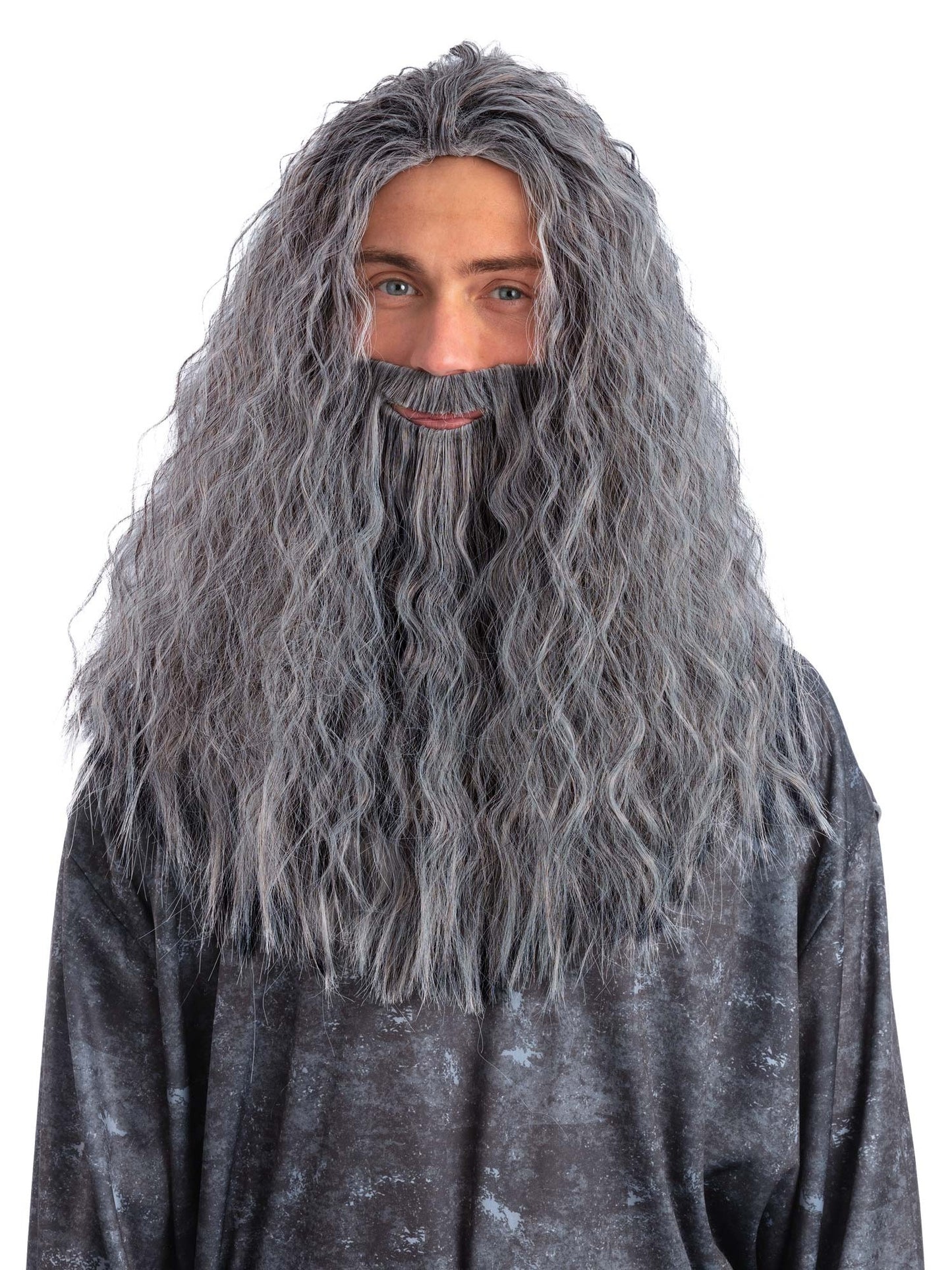 Sorcerer/Wizard Wig & Beard Set, Grey Wholesale