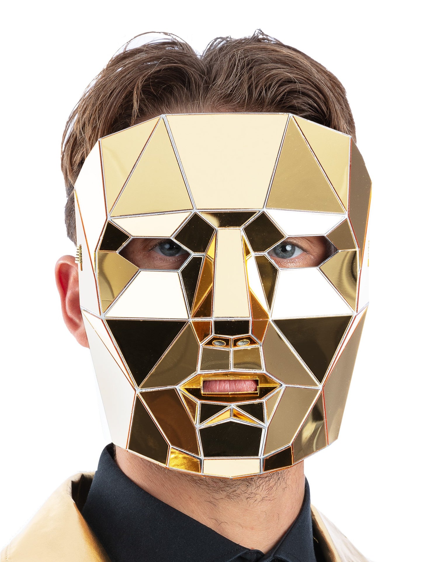Gold Mirrored AI Robot Mask Wholesale