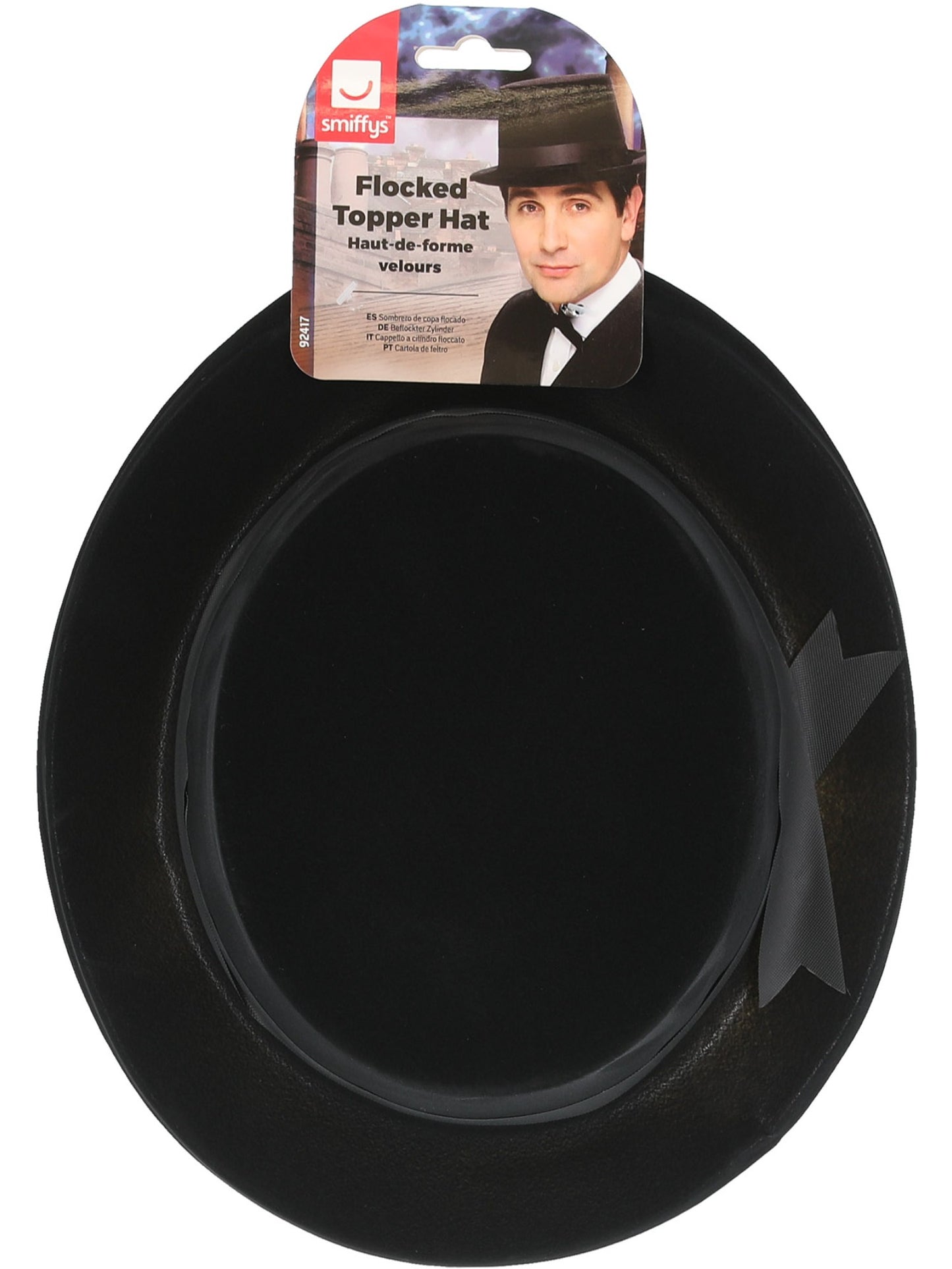 Flocked Topper Hat, Black Wholesale