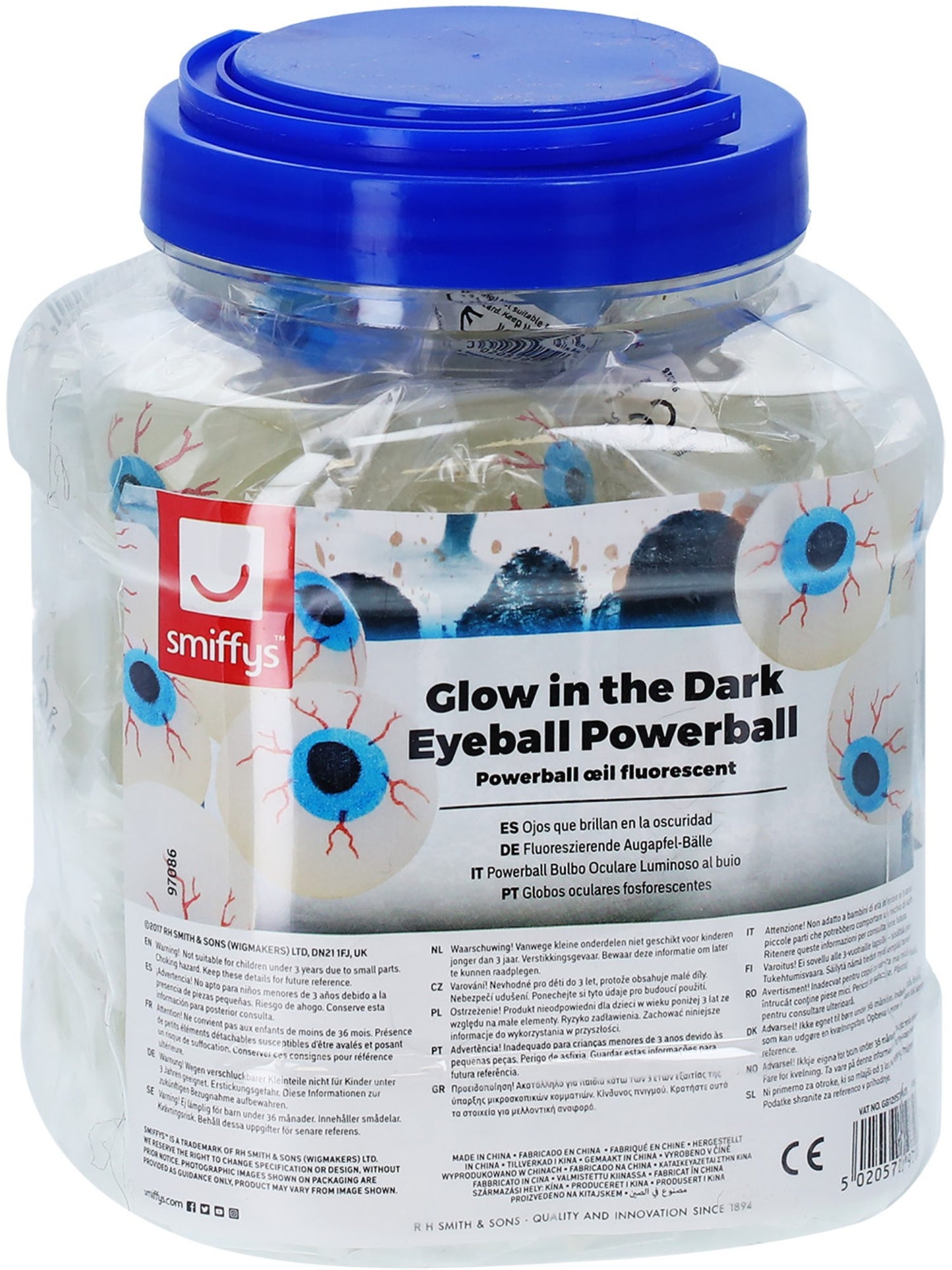 Glow in the Dark Eyeball Powerball, White Wholesale