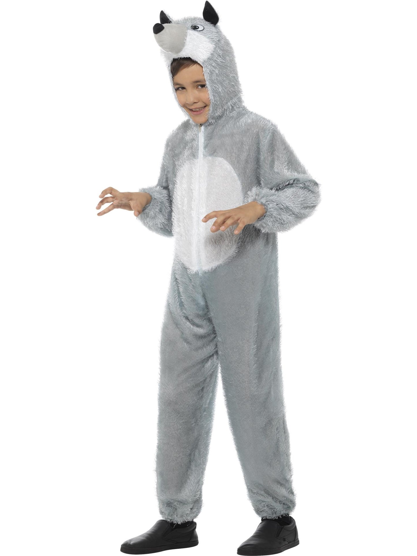 Wolfkostüm, Grau, enthält Jumpsuit mit Kapuze