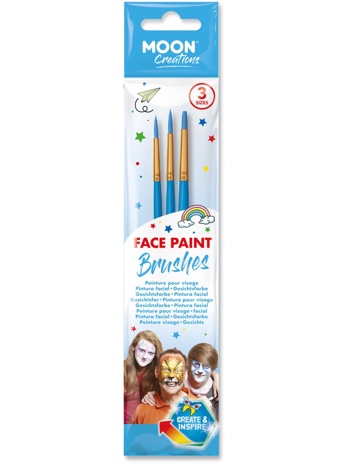 Moon Creations Face Paint Brushes, Blue Wholesale