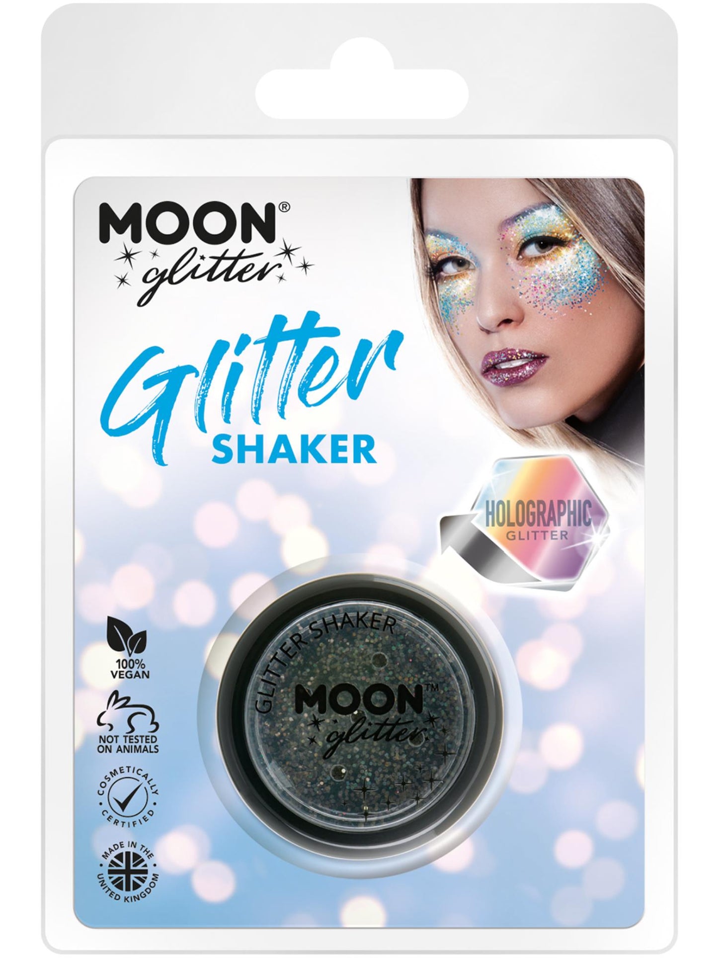 Shakers à paillettes holographiques Moon Glitter, noir, vente en gros